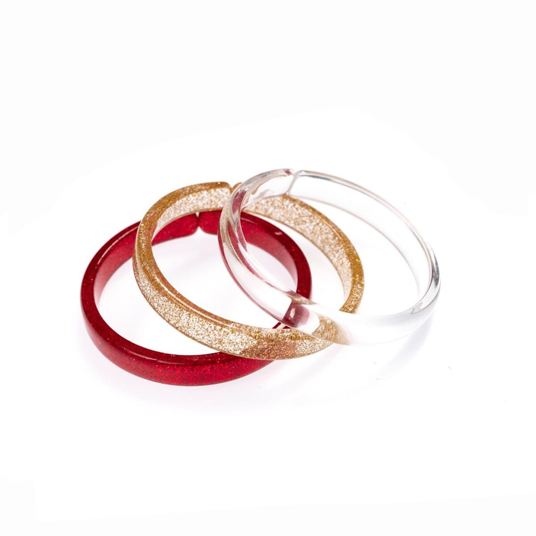 Glitter Red Gold Clear Mix Bangles