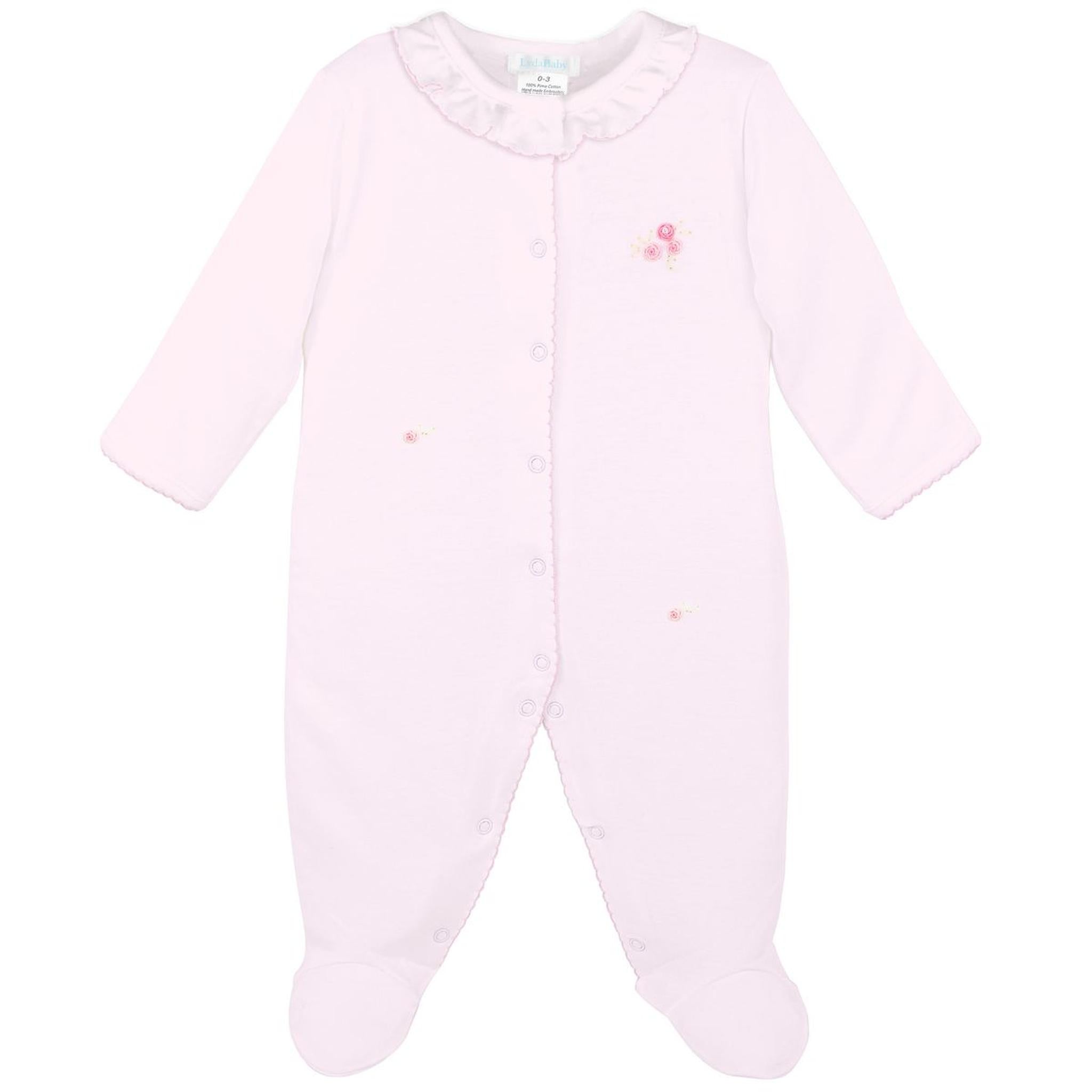 Rose Floral Embroidered Pima Footie