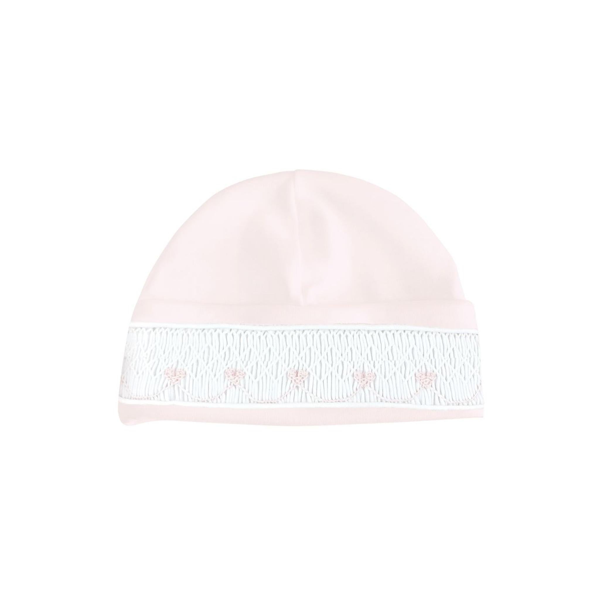 Heart Smock Velour Newborn Footie + Beanie