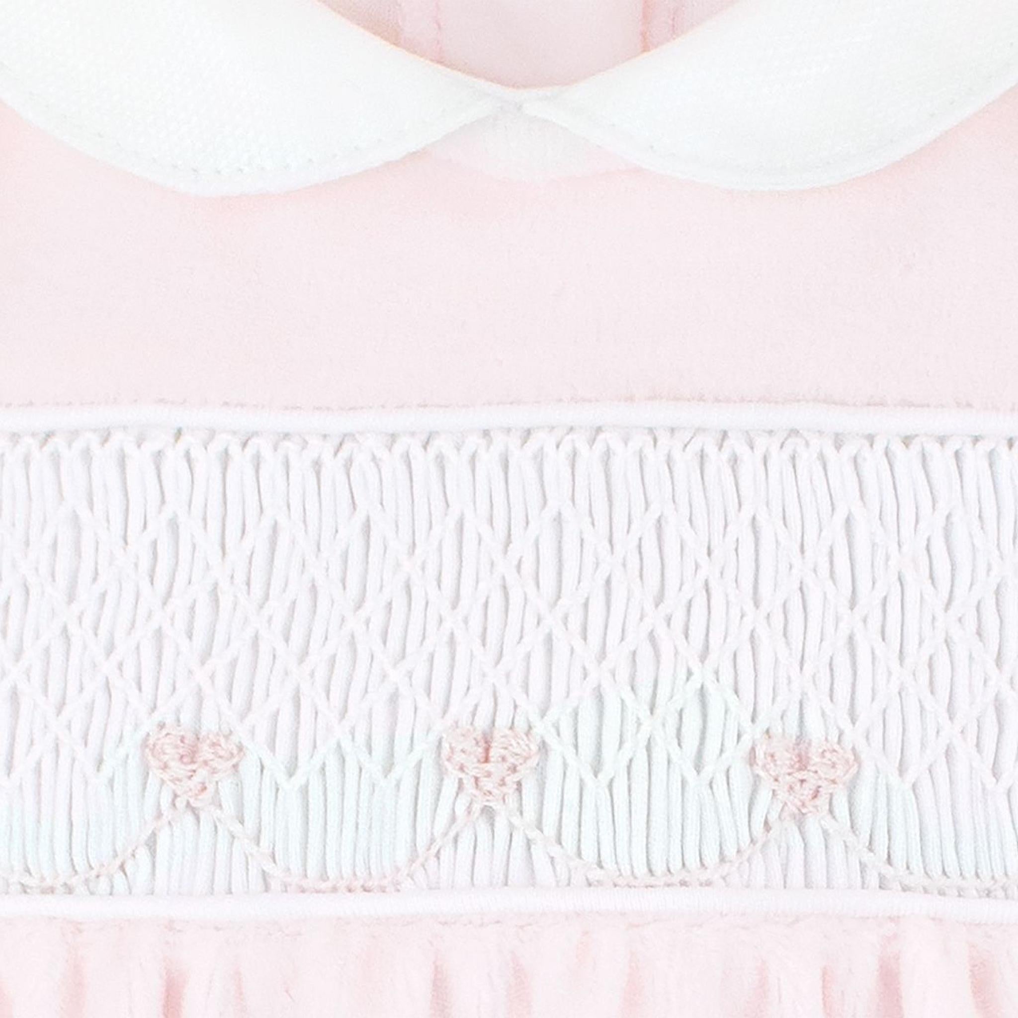 Heart Smock Velour Newborn Footie + Beanie