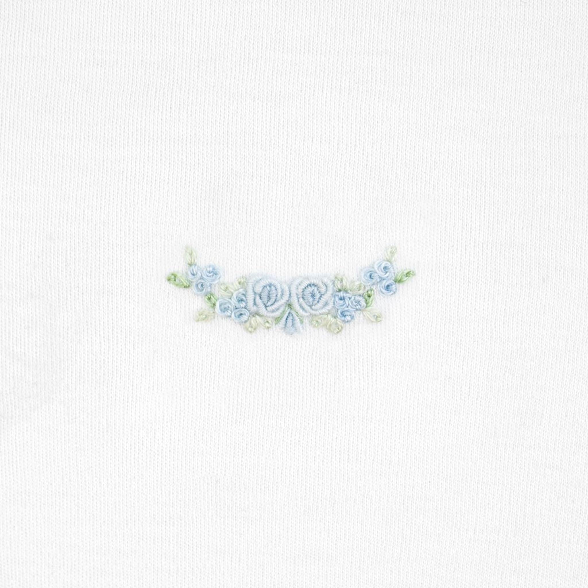 Blue Flowers Embroidered Pima Footie
