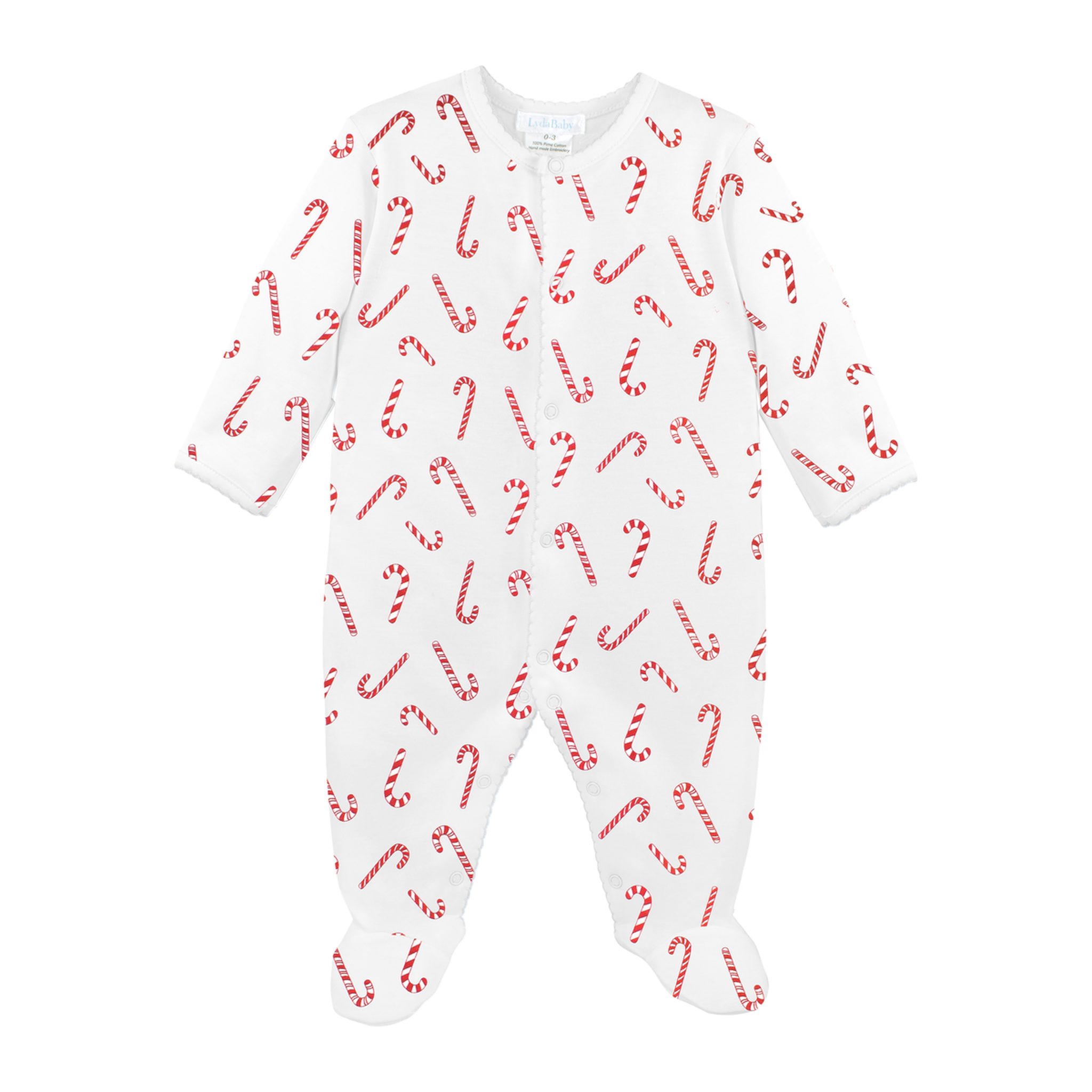 White Candy Cane Zipper Footie