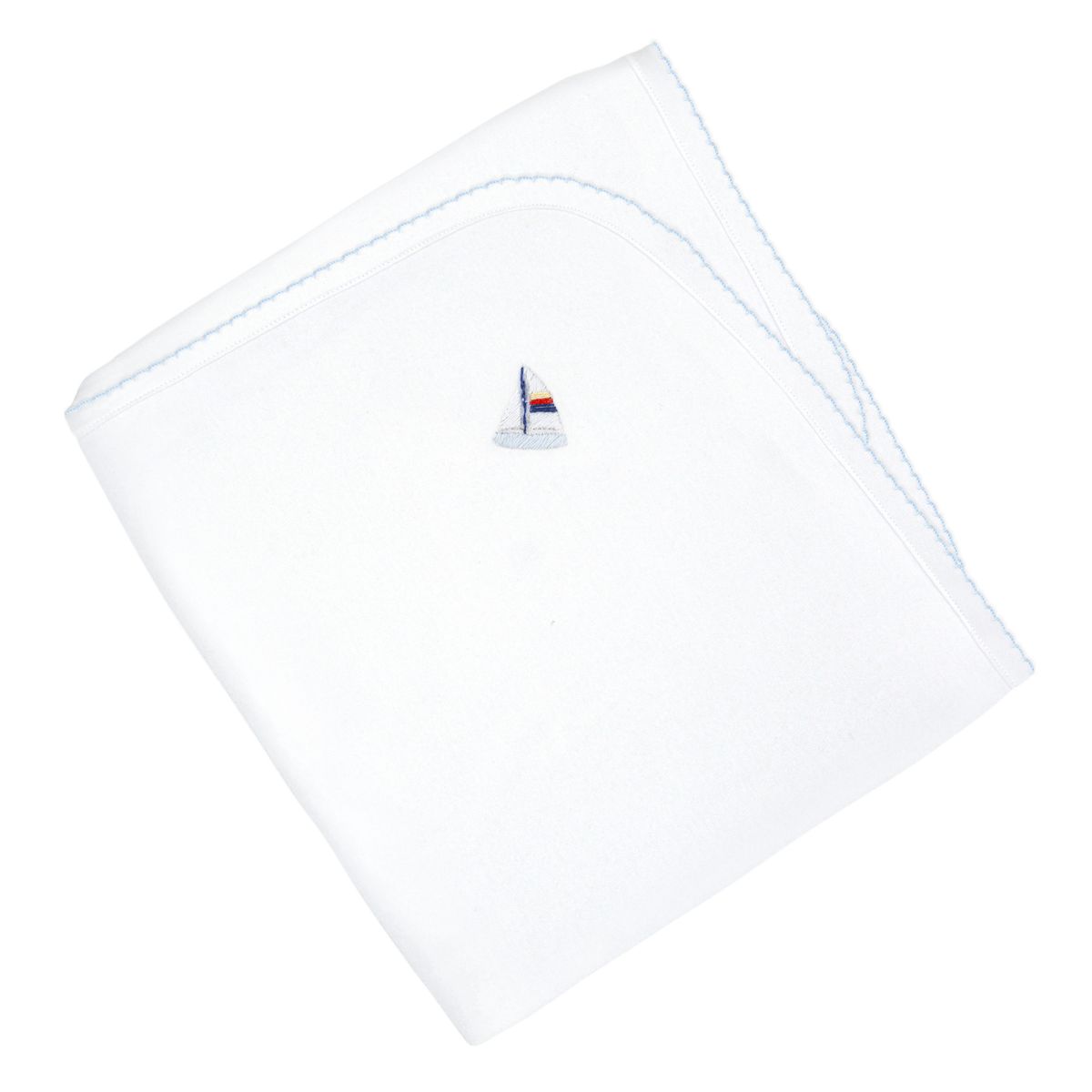 Small Sailboat Embroidered Pima Blanket
