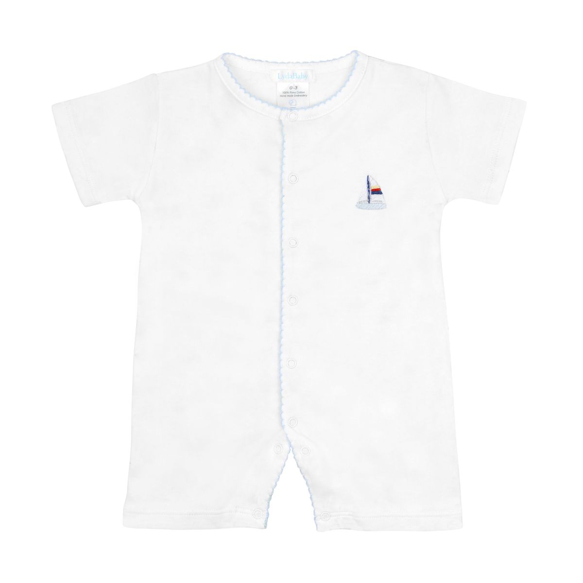 Small Sailboat Embroidered Pima Romper