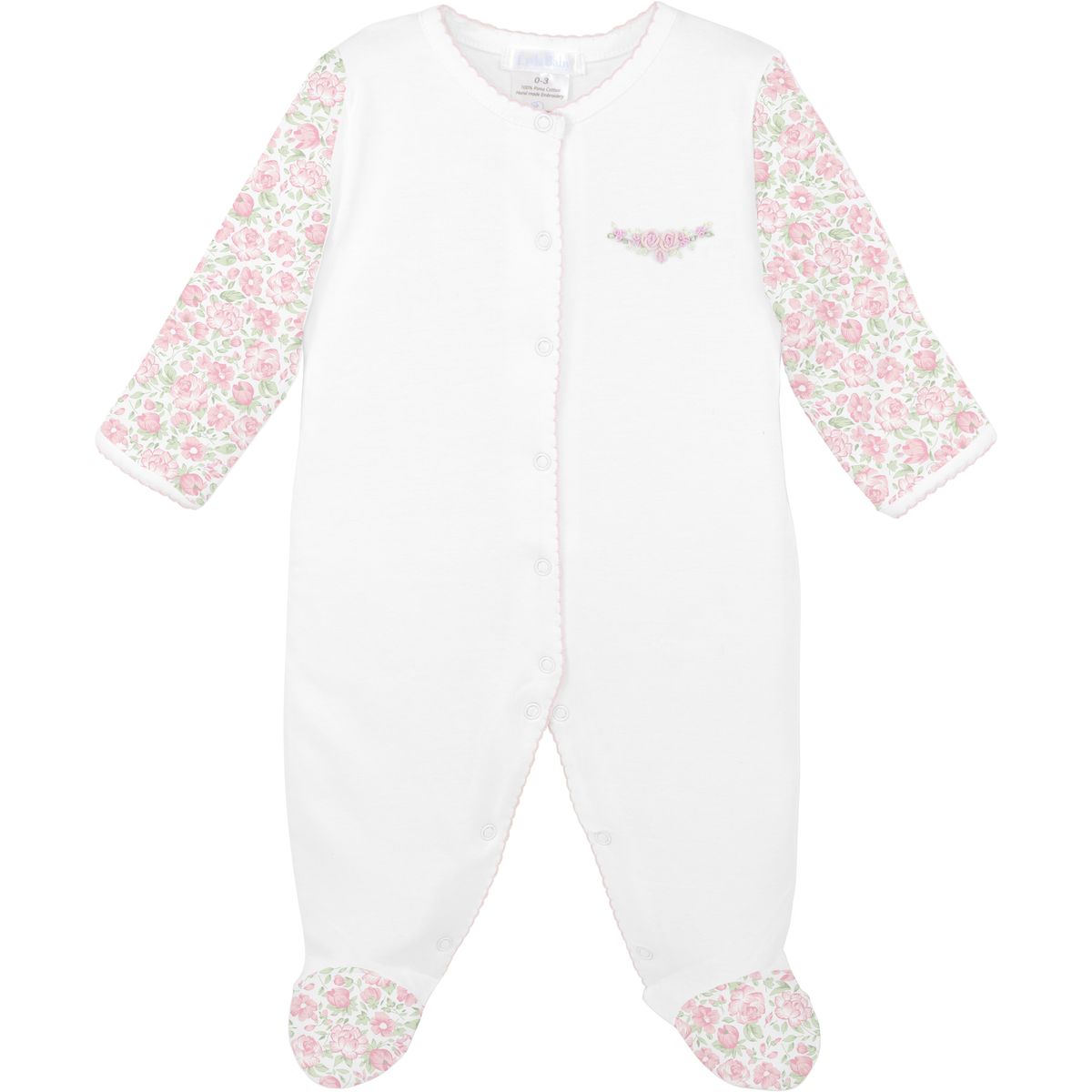 Elegant Floral Embroidered Pima Footie