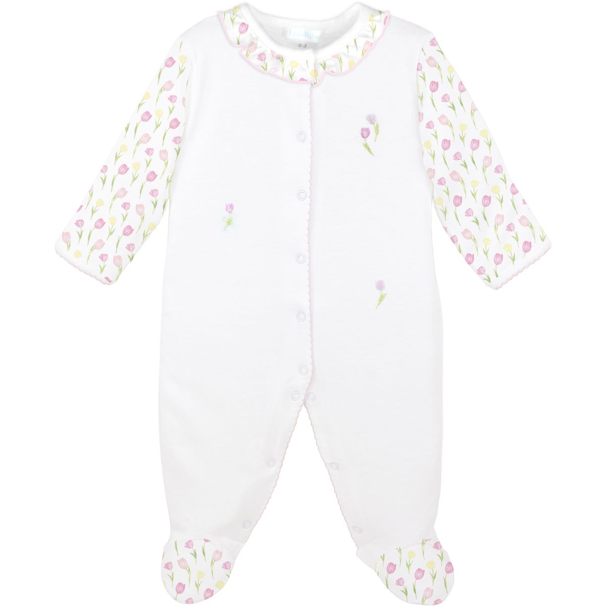 Tulip Fields Embroidered Pima Footie