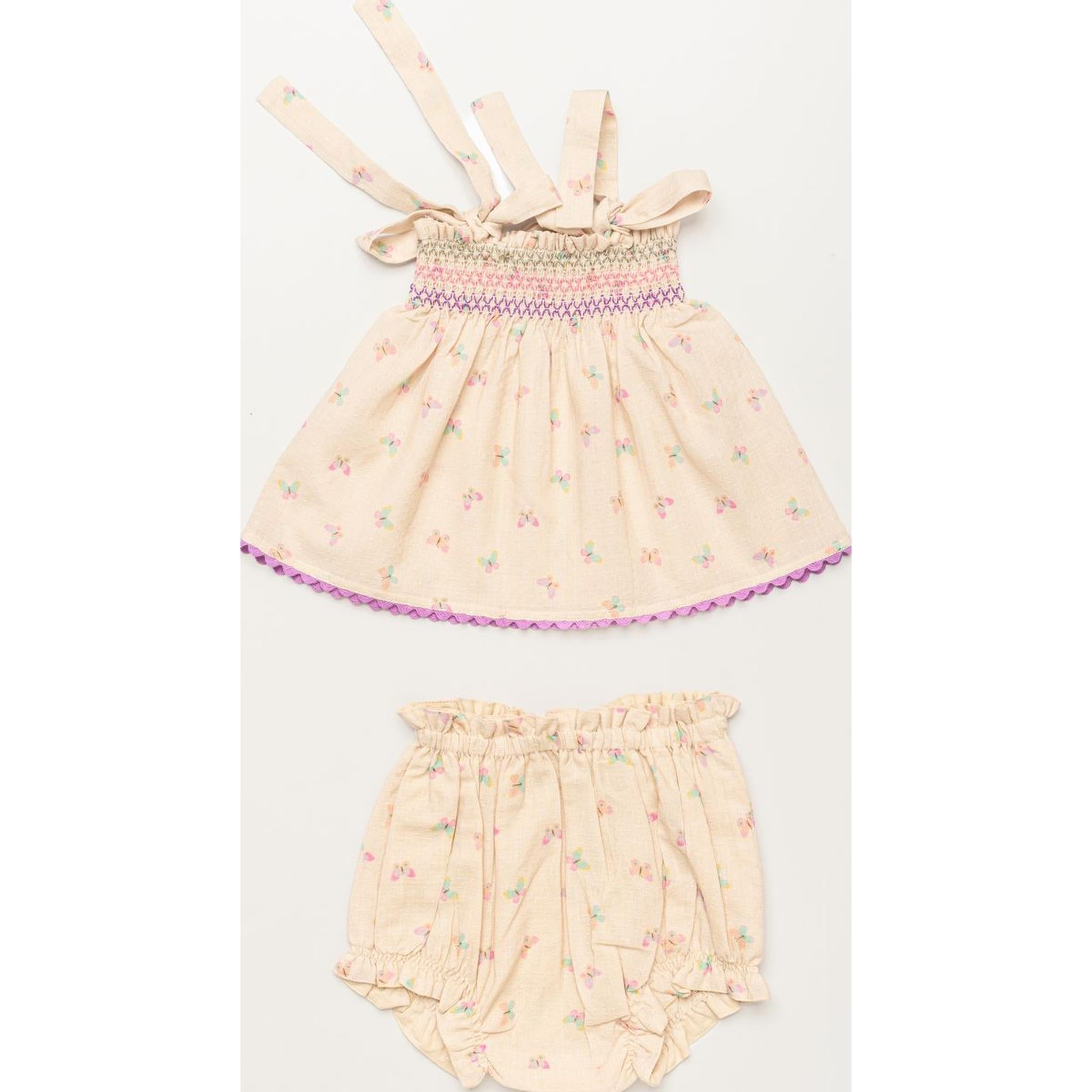 DIDI BABY SMOCK TOP & BLOOMERS - BUTTERFLY PRINT