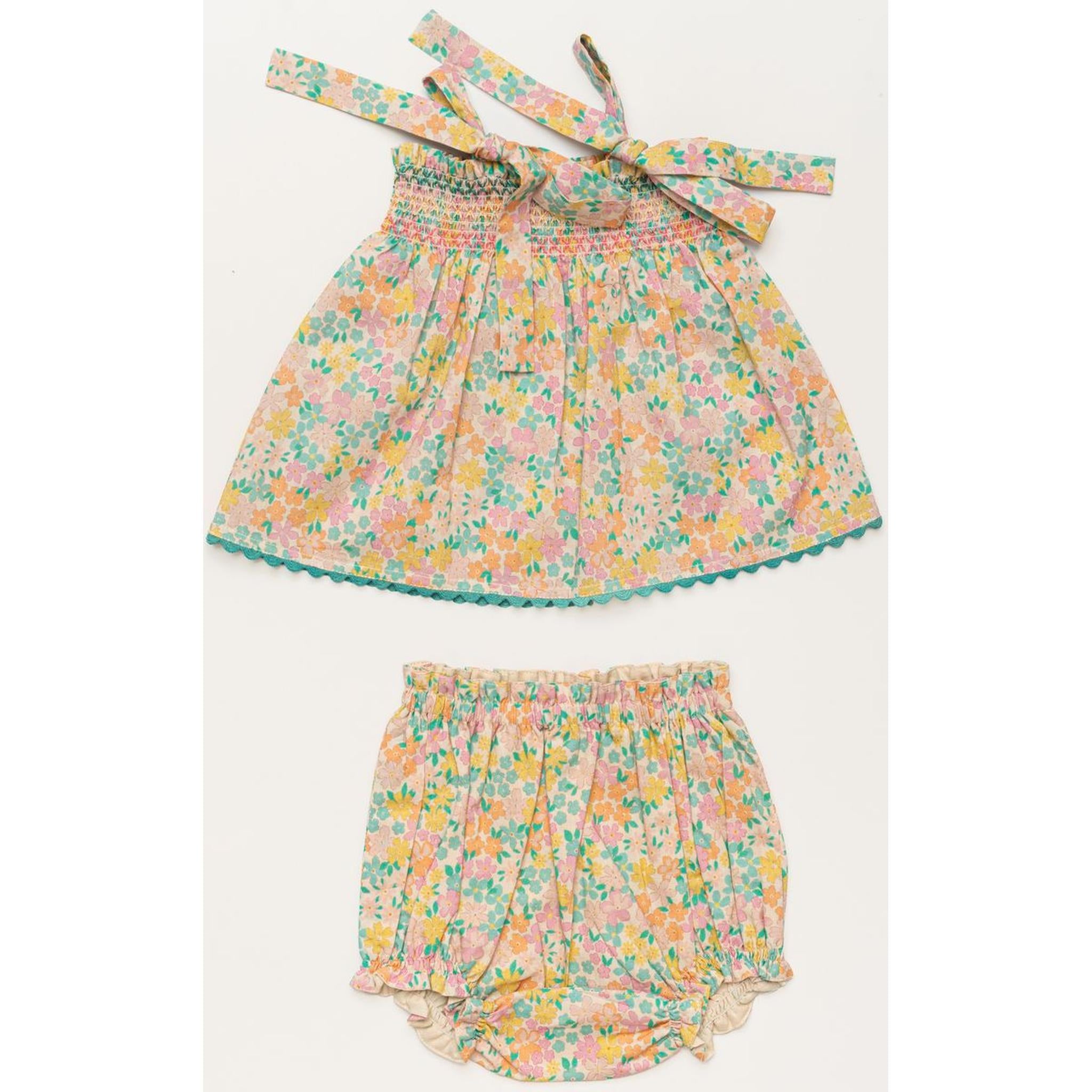 DIDI BABY SMOCK TOP & BLOOMERS - EMMA FLORAL MINT