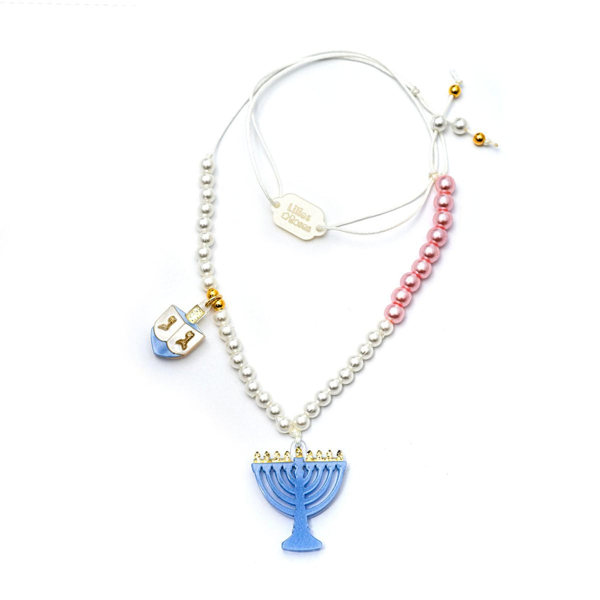 Menorah Dreidel Blue Necklace