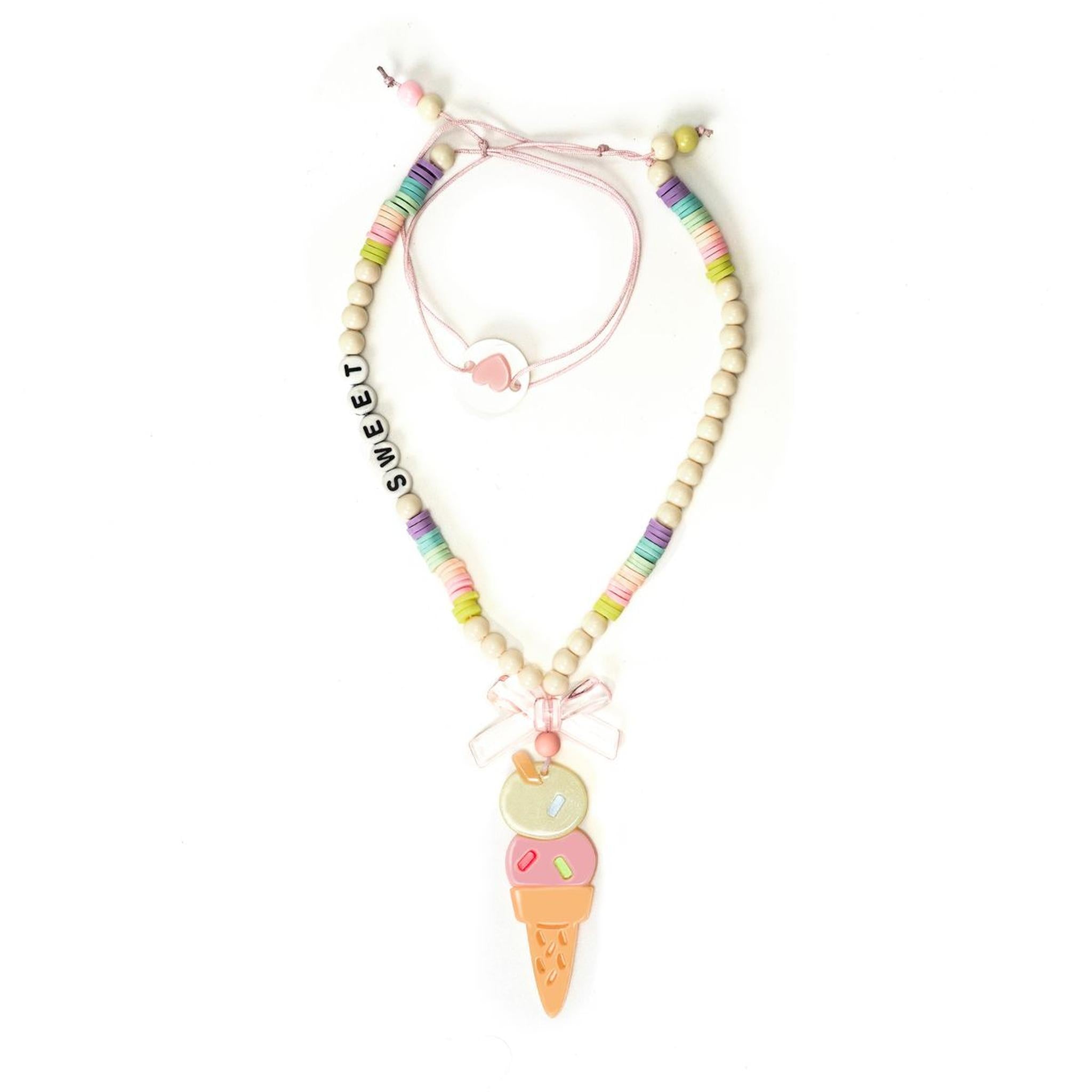 Ice Cream Double Scoop Pink Yellow Necklace