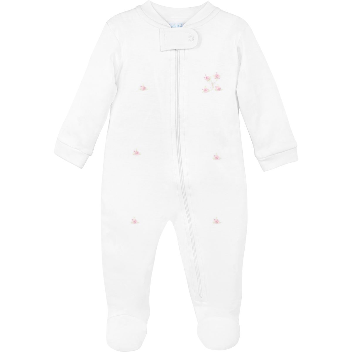 Romantic Roses Embroidered Zipper Pima Footie