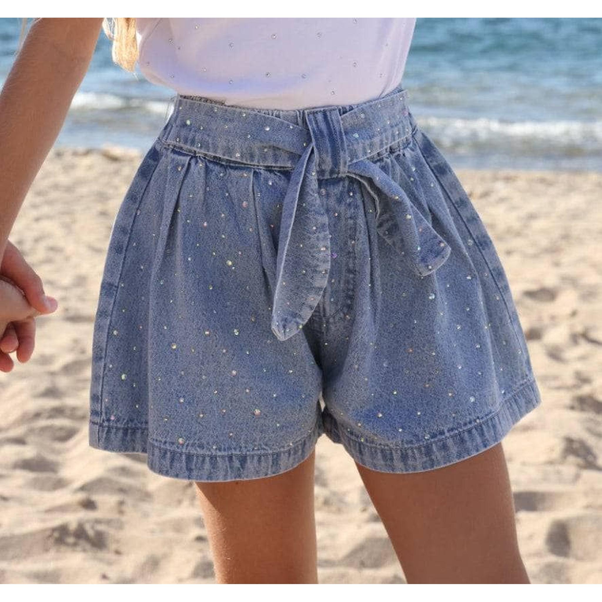 Sparkle Bow Denim Short