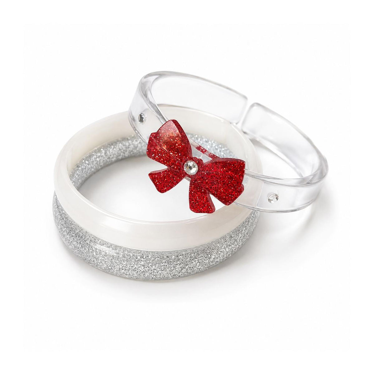 Bow Glitter Red Bangles