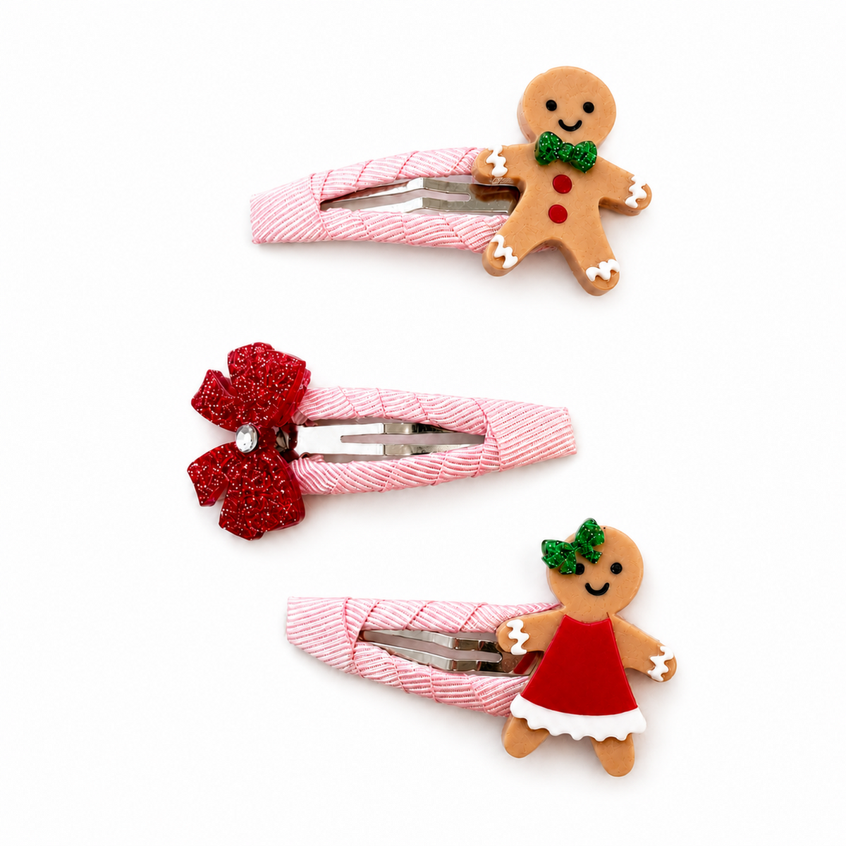 Gingerbread Bow Snap Clips