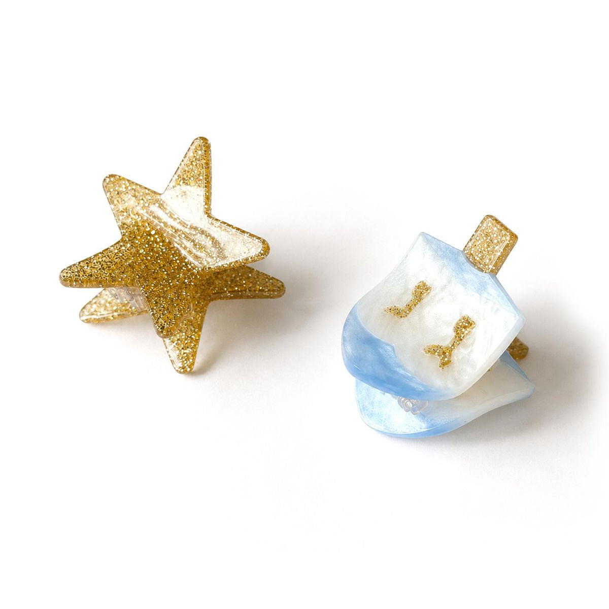 Dreidel Star Glitter Hair Claws Set of 2