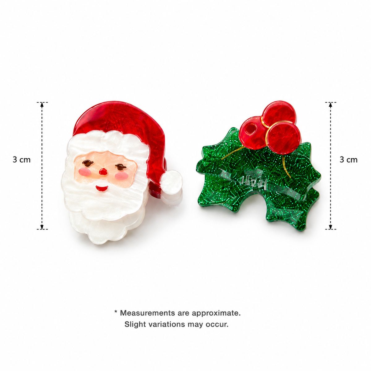 Santa Holly Berry Hair Claws Set of 2