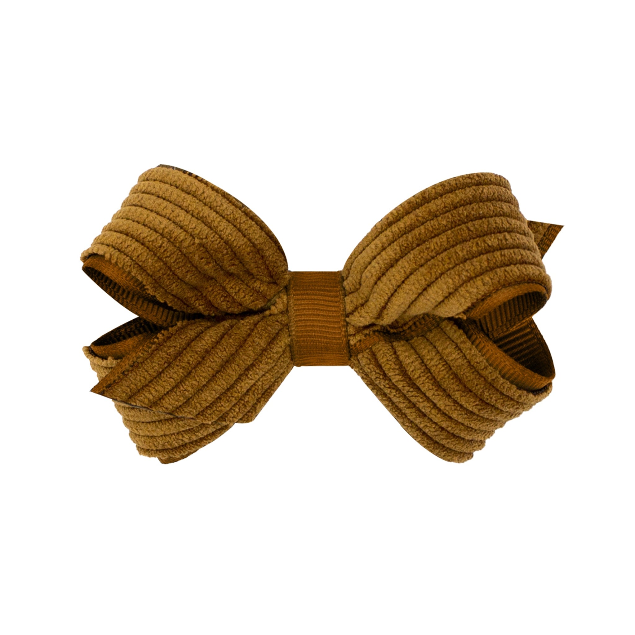 Mini Grosgrain Hair Bow with Wide Wale Corduroy Overlay