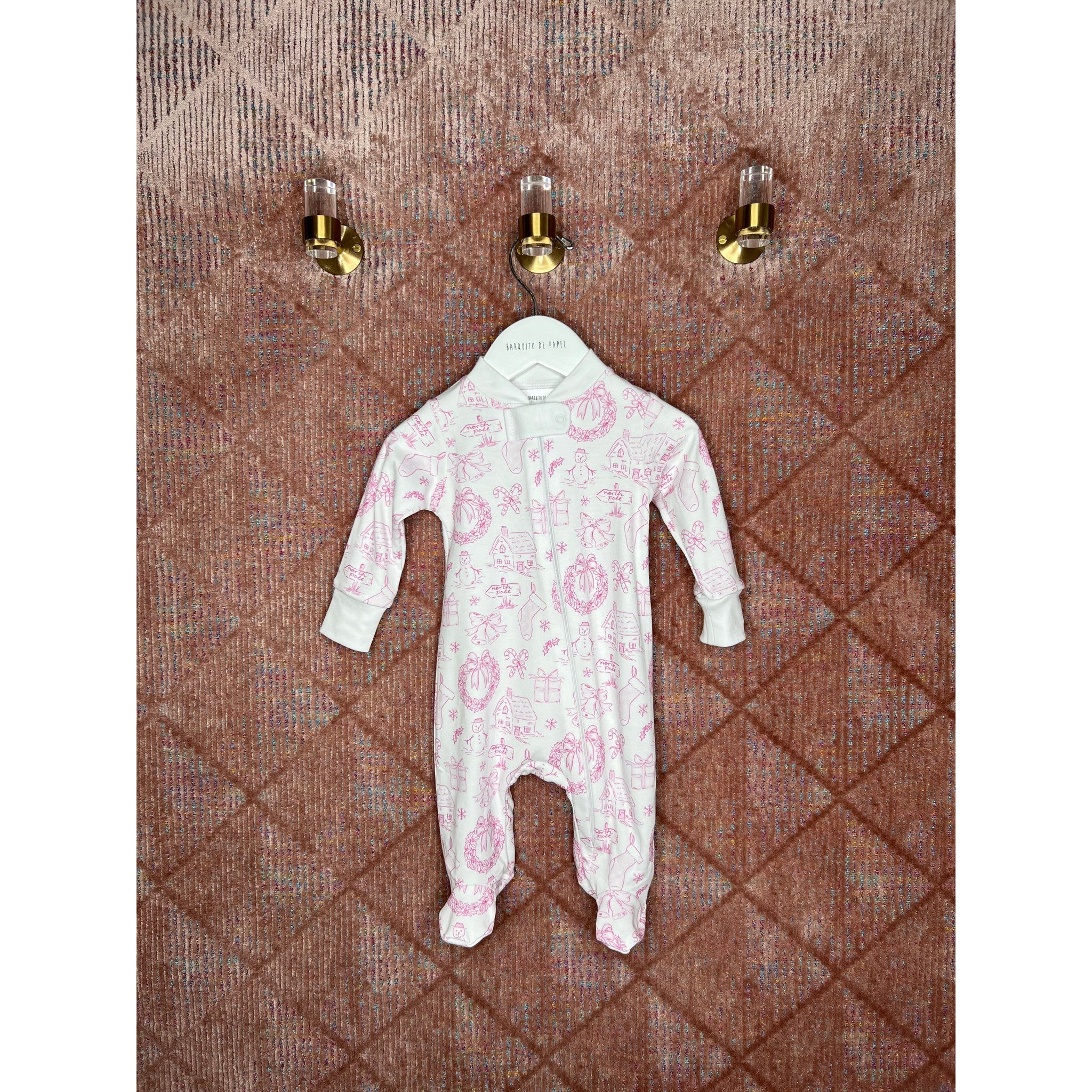 Toile Pima Interlock Footie - Pink