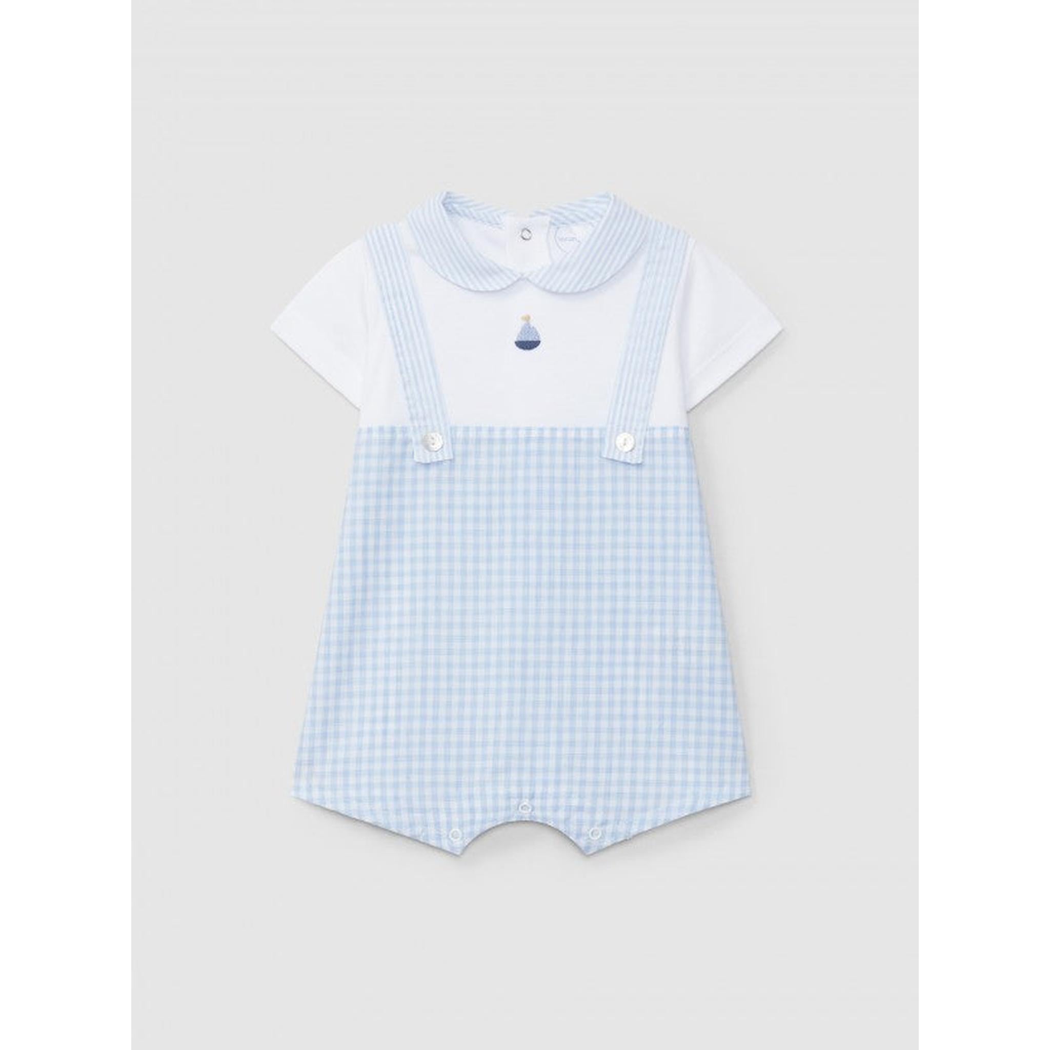 Romper two-in-one Vichy plaid and stripes