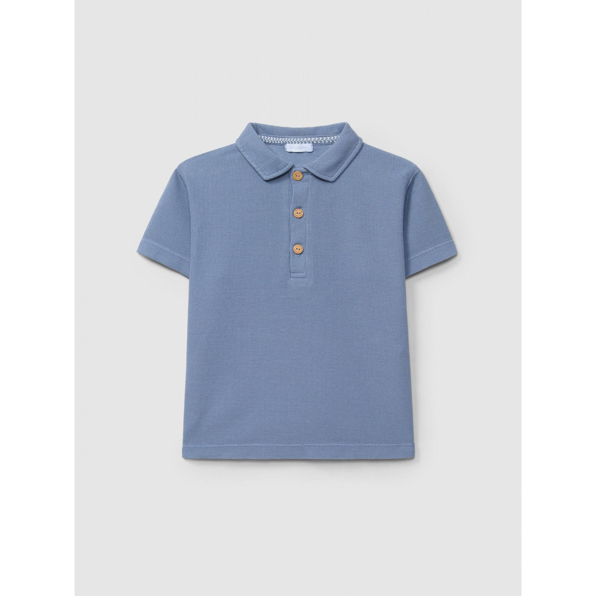 Plain polo shirt in waffle weave
