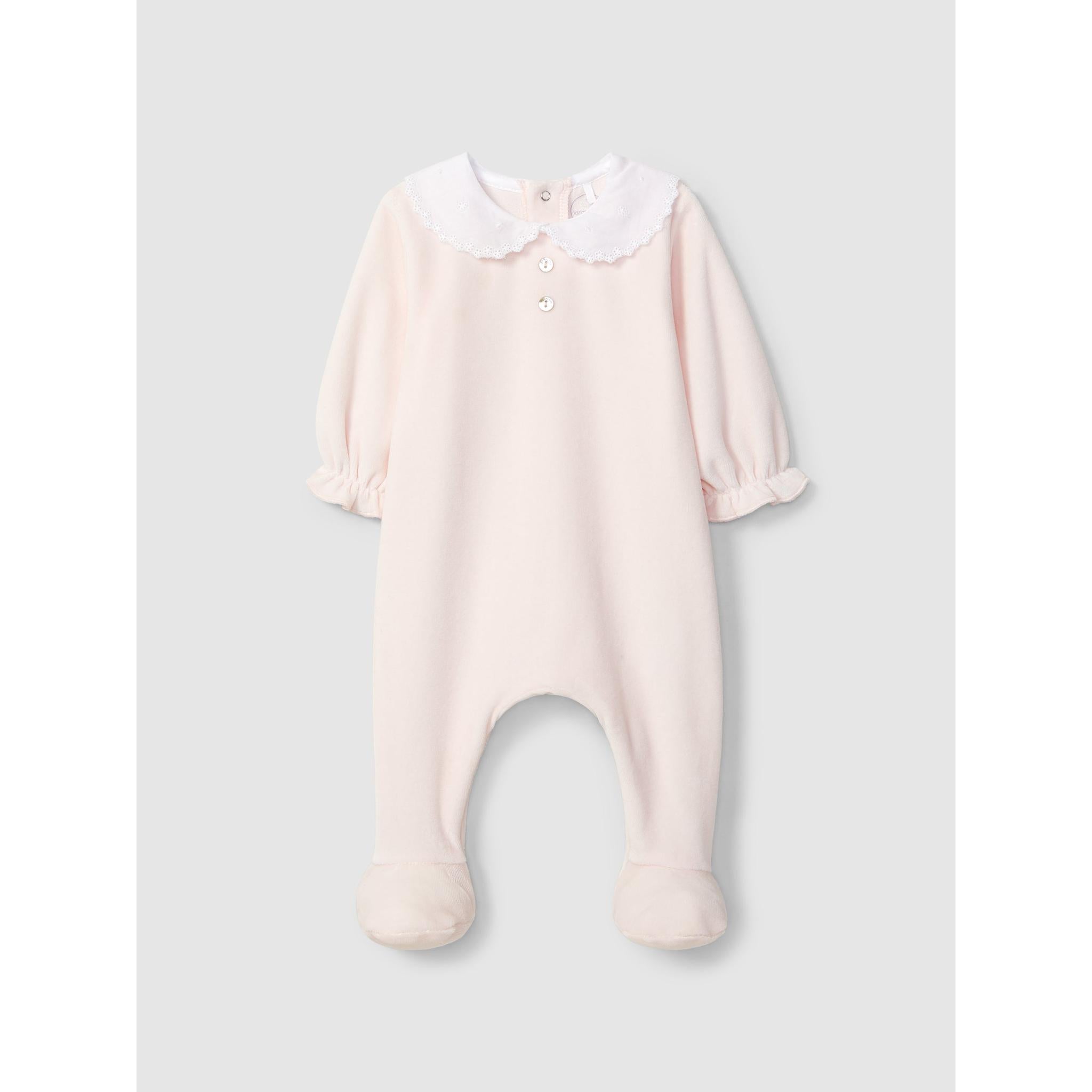 Babygrow furrow collar and embroidered flower detail on the chest