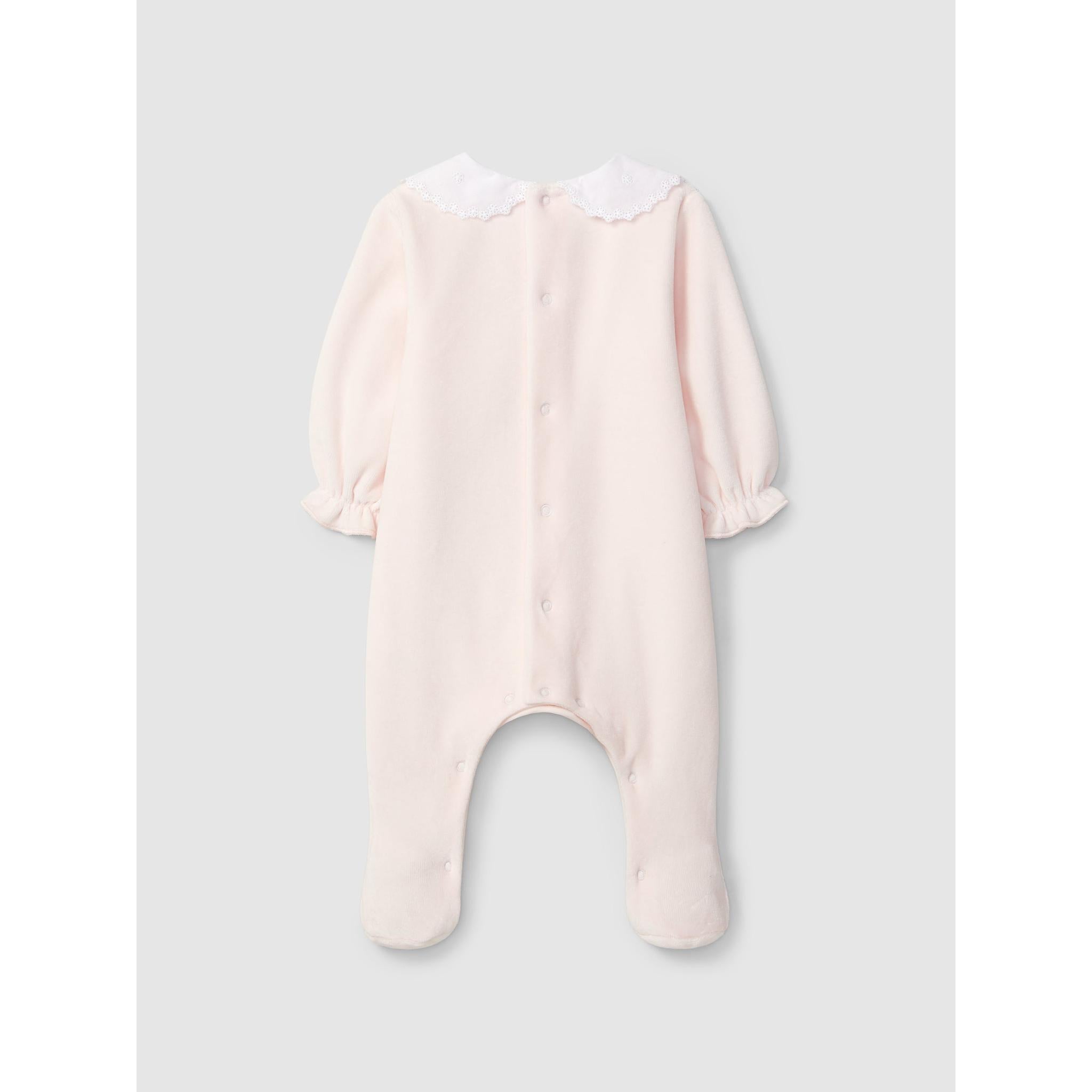 Babygrow furrow collar and embroidered flower detail on the chest