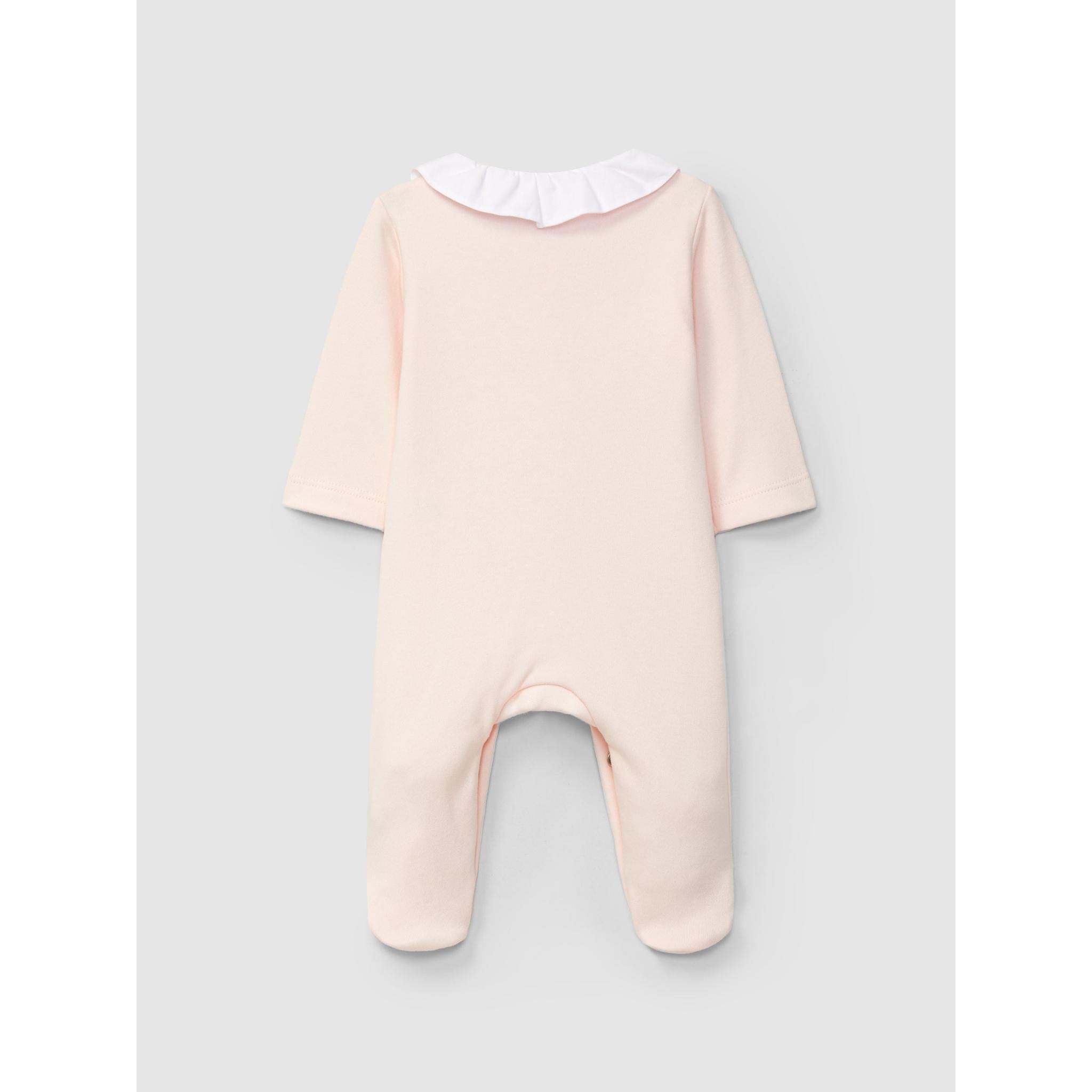 Babygrow furrow collar and embroidered flower detail on the chest