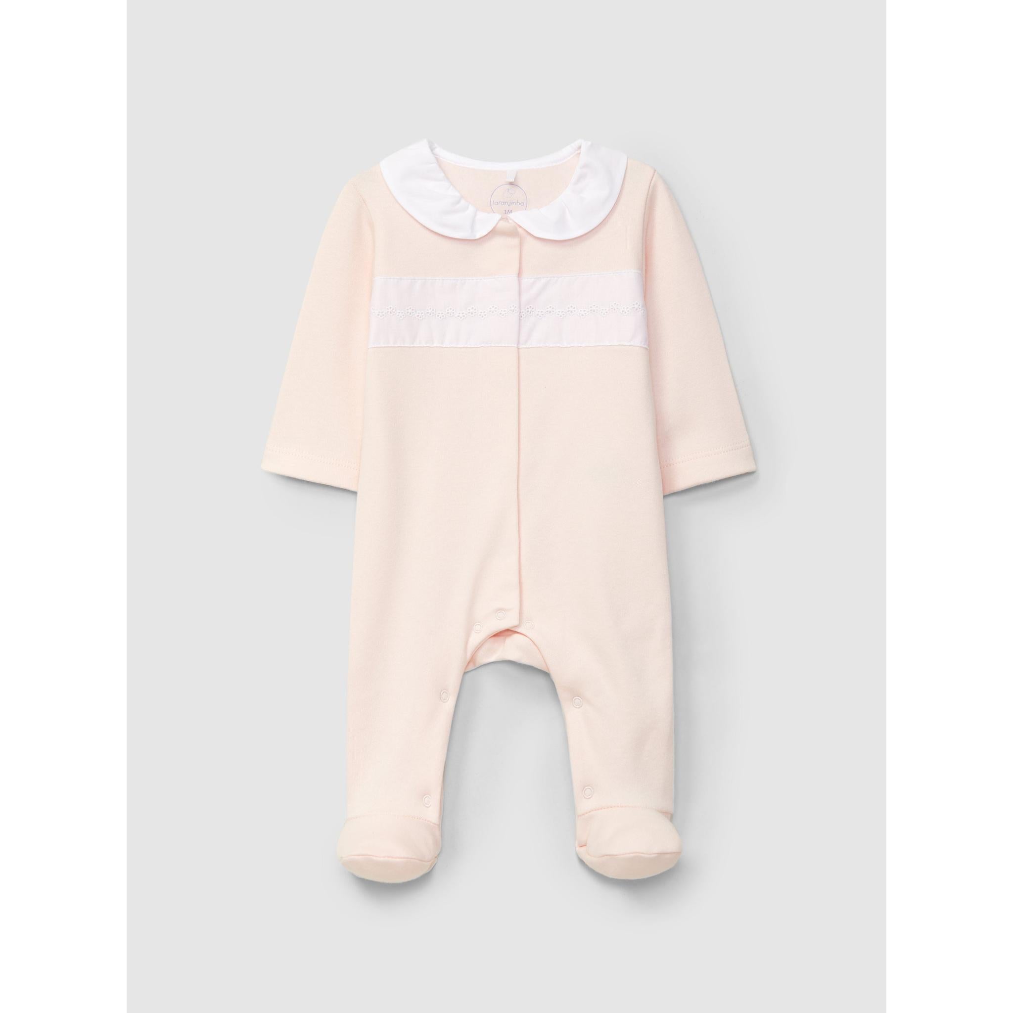 Babygrow furrow collar and embroidered flower detail on the chest
