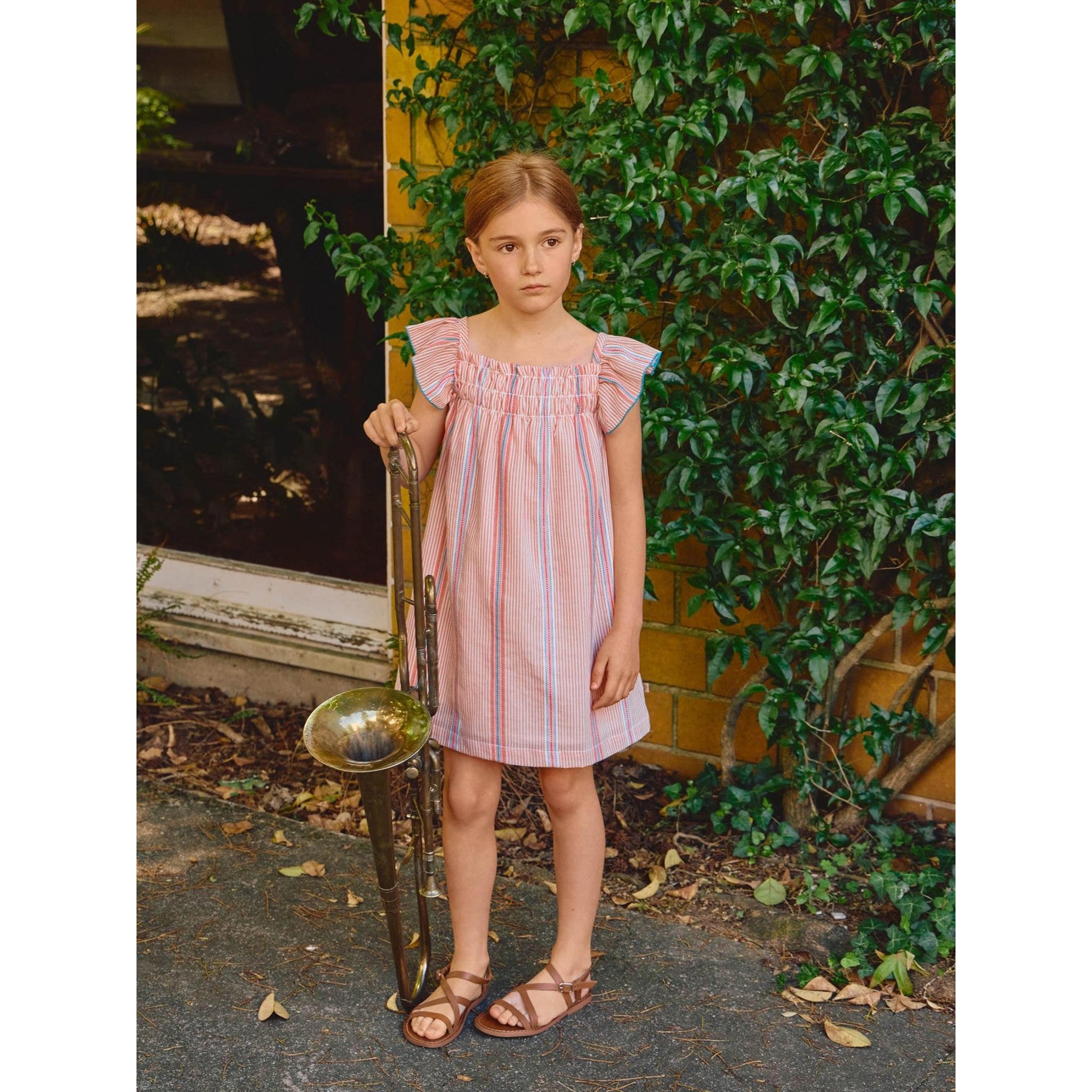 Dress in jacquard striped fabric