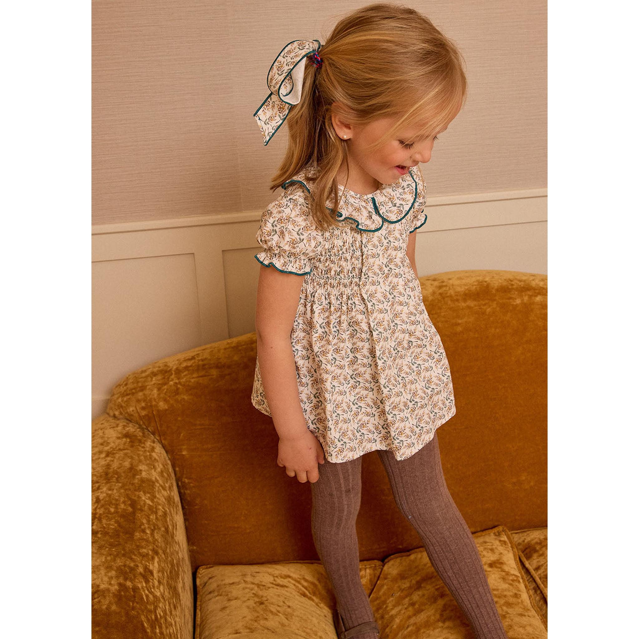 Vestido Tablon delantero Flor Mostaza