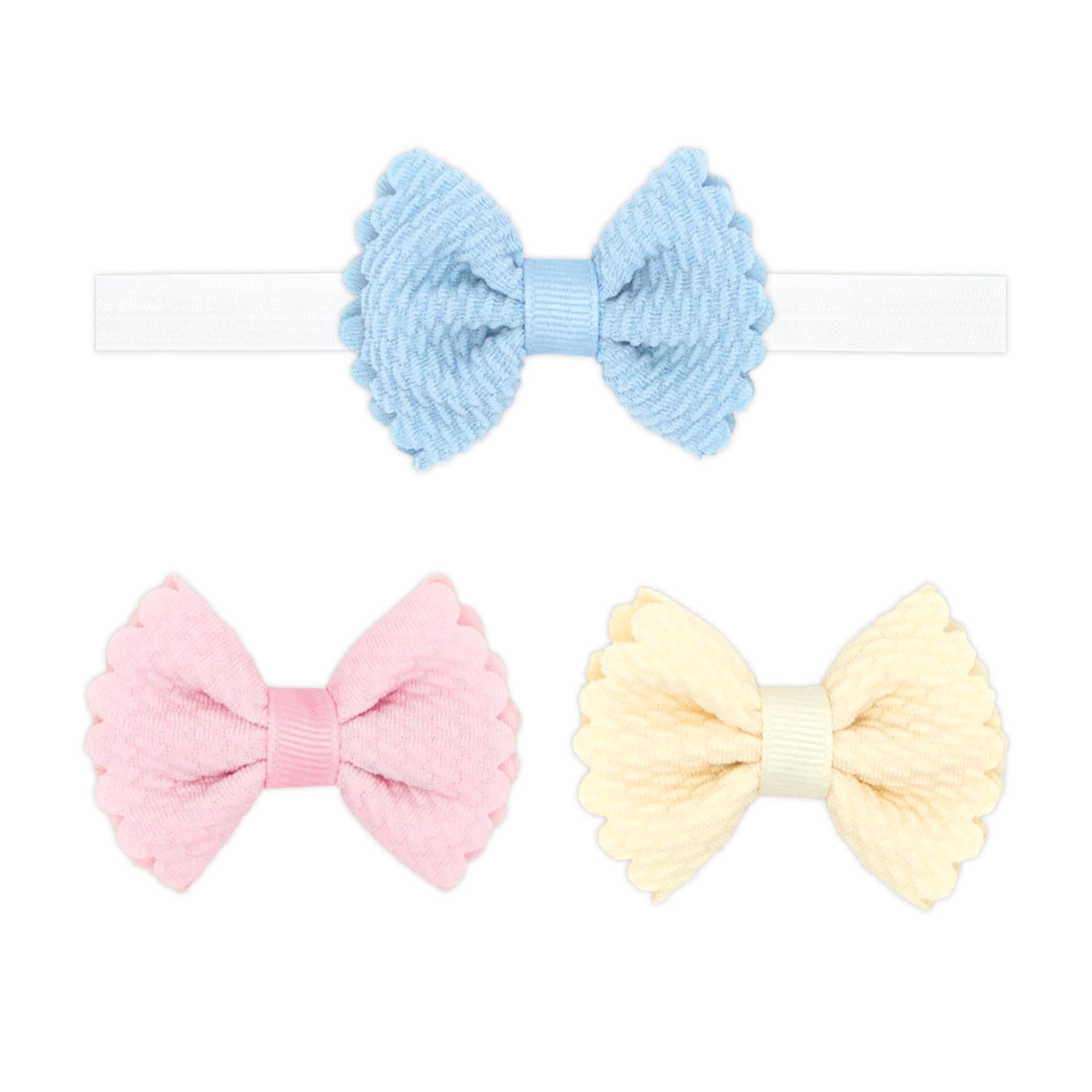 Three Tiny Soft-Textured Butterfly Hair Bows and Add-a-Bow Band