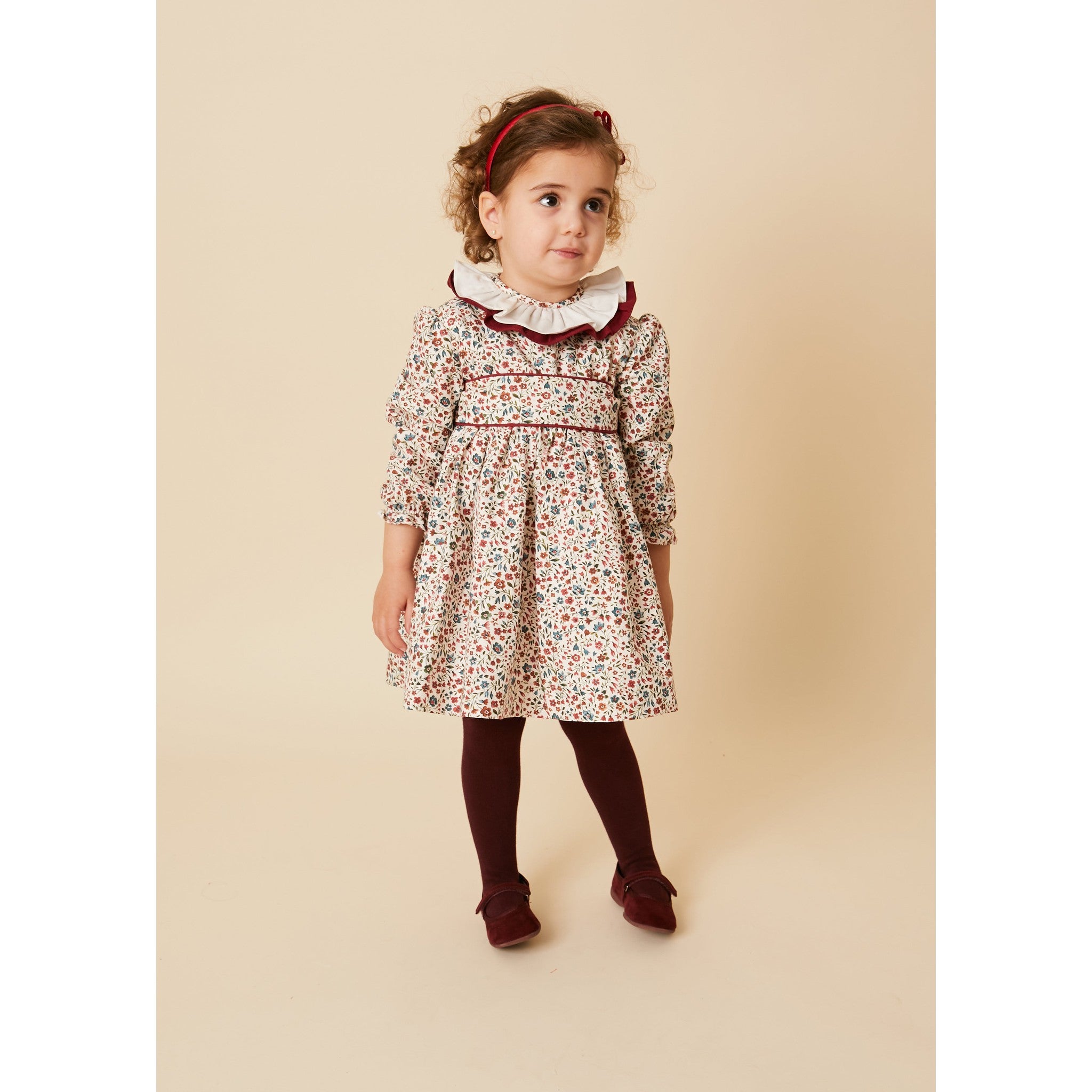 Cranberry Ruffle Collar Dress