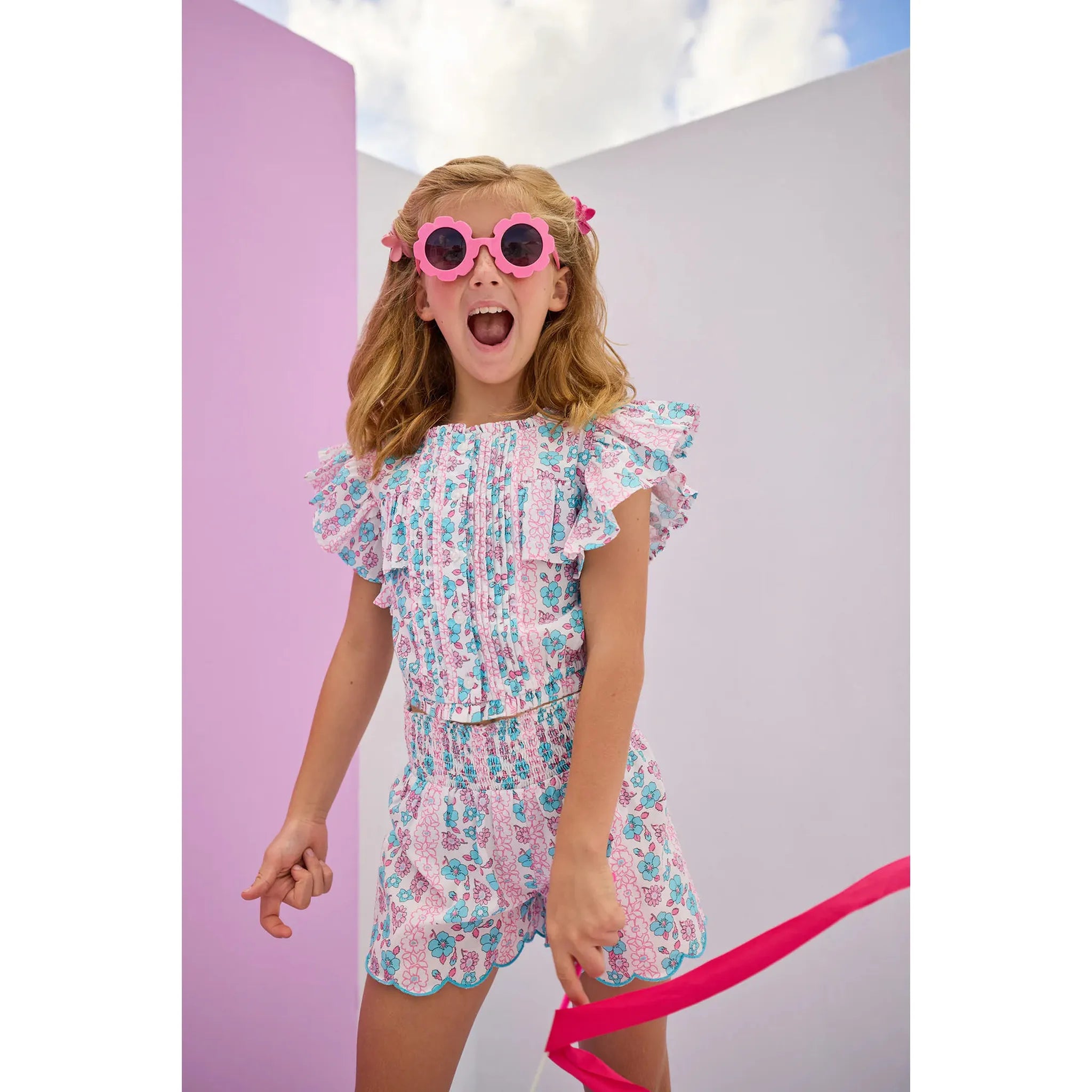 Annie Scalloped Short Set - Flower