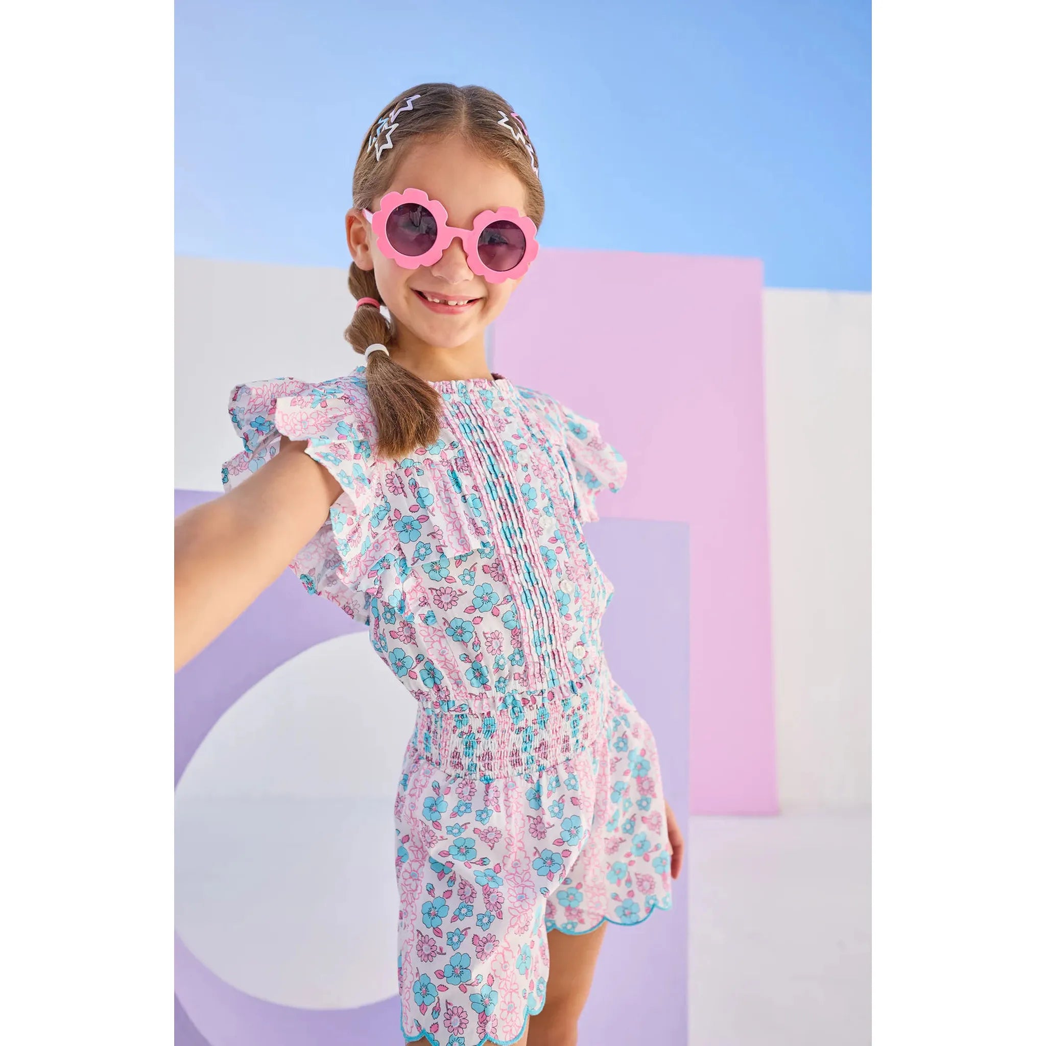 Annie Scalloped Short Set - Flower