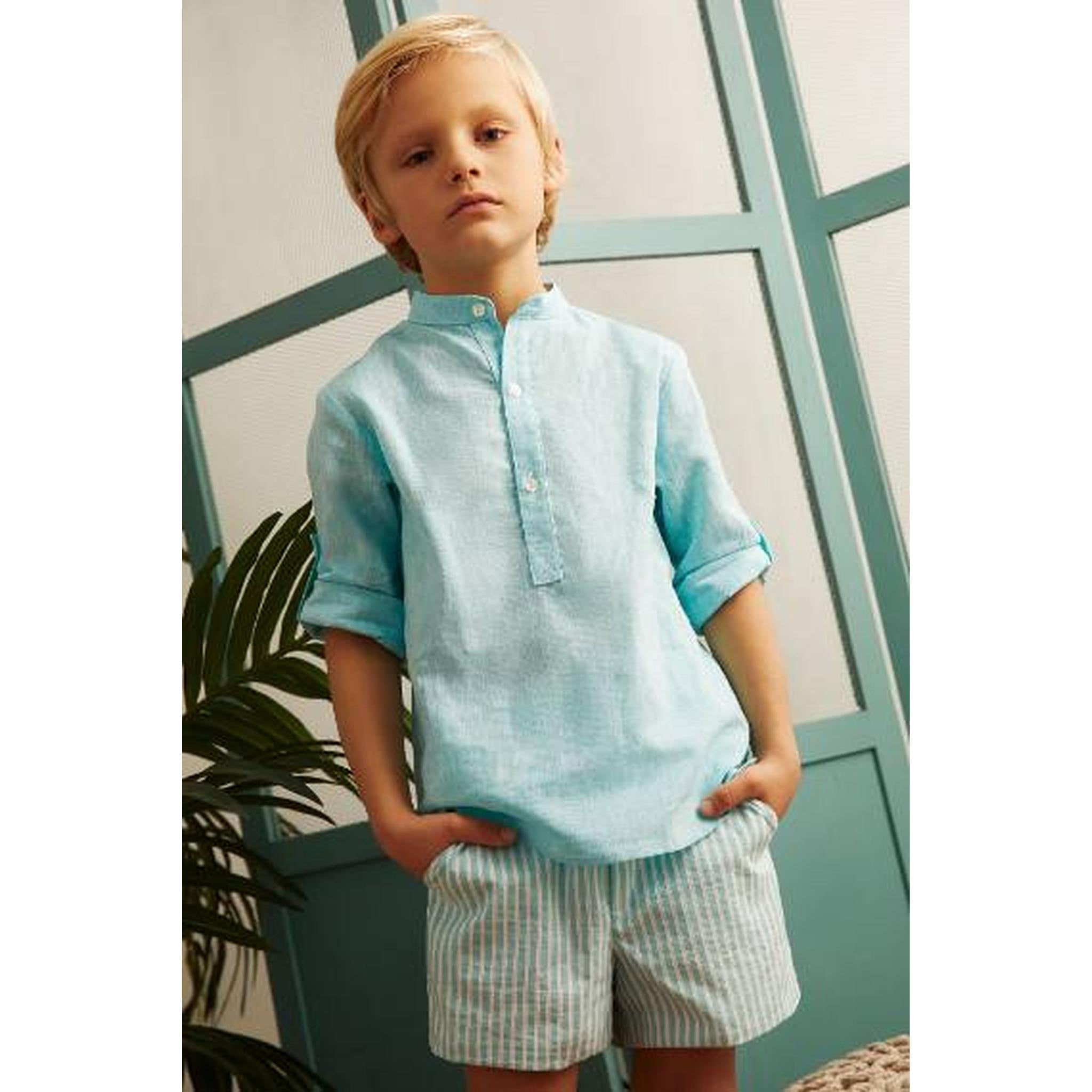 Mao Collar Linen Shirt