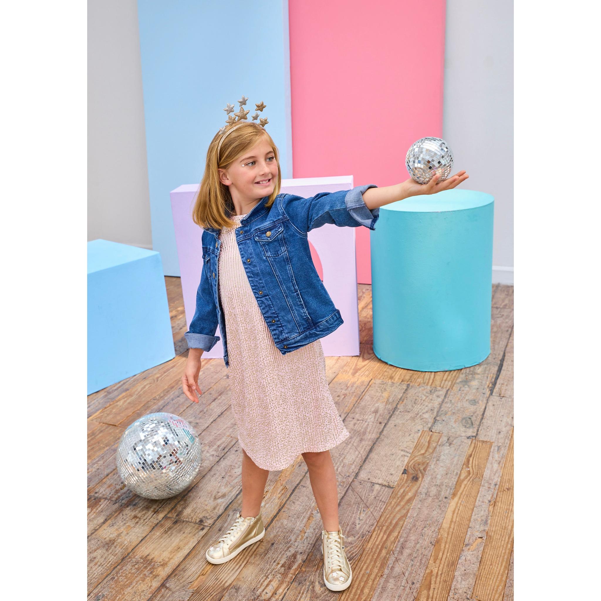Swing Dress - Pink Crinkle Stars