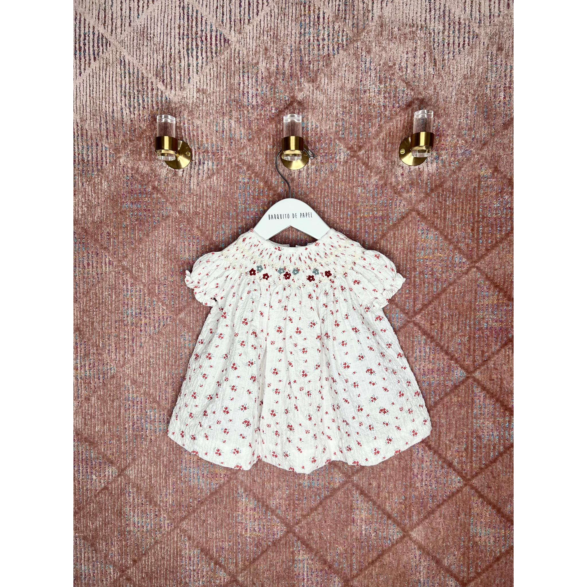 Red Flower Smocked Dress