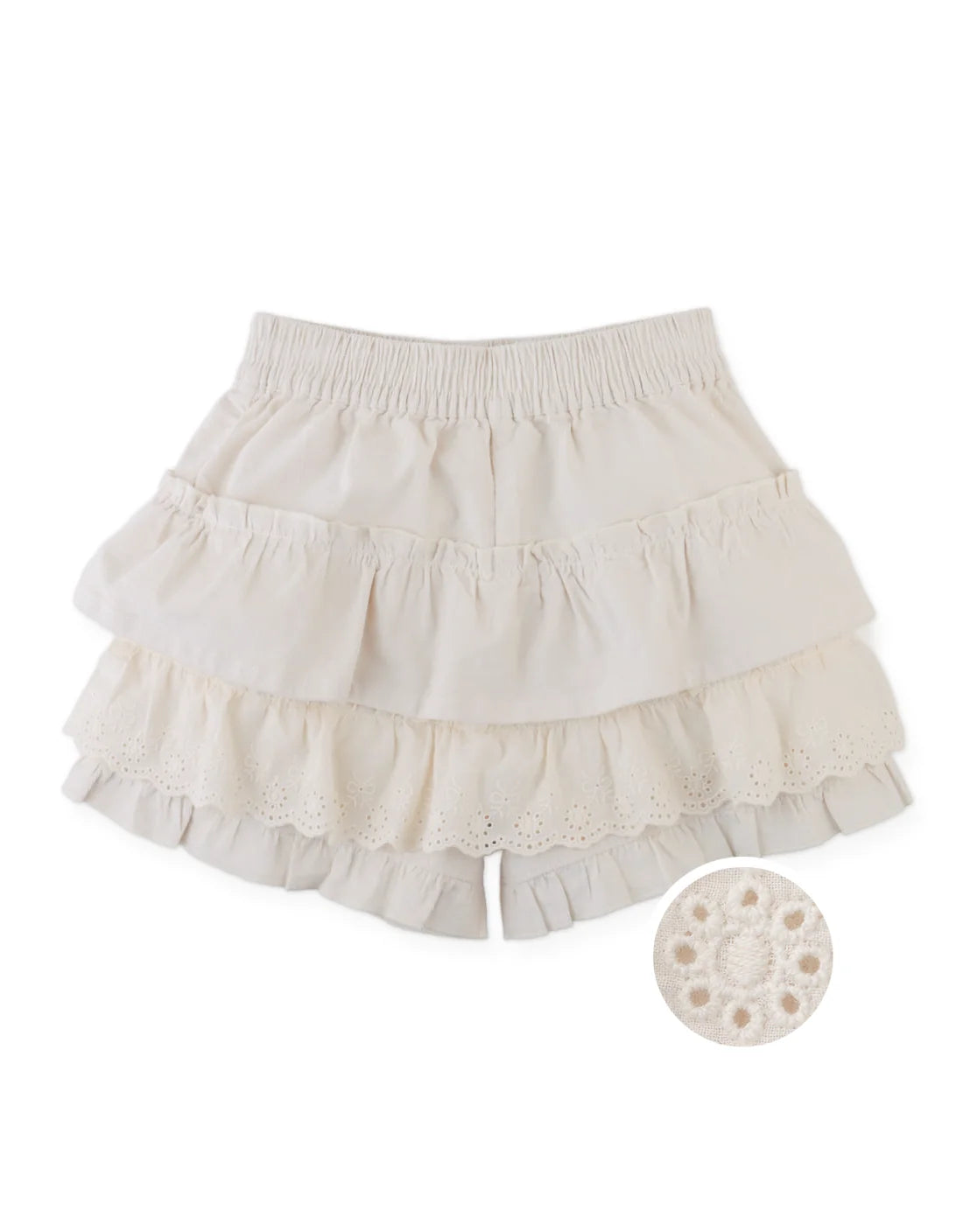 VERENA TIERED RUFFLED SHORTS WITH LACE TRIM SET
