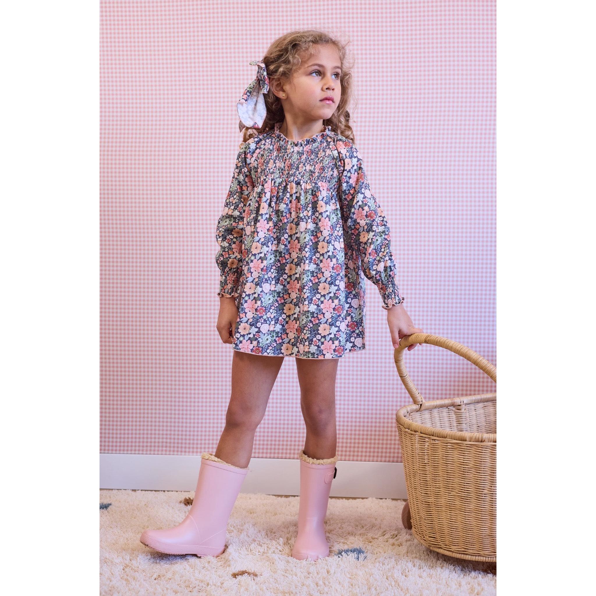 Vestido Flores Fruncido