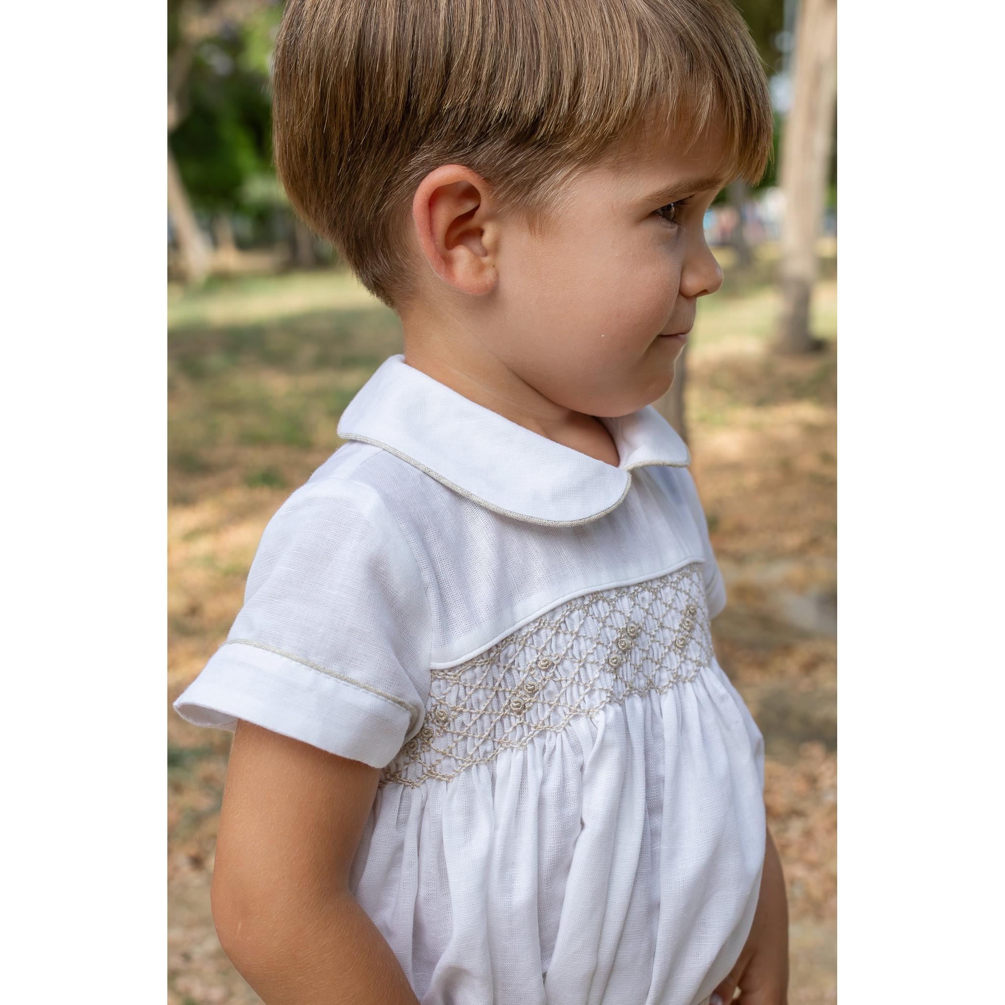 Beige Boy Smock Set