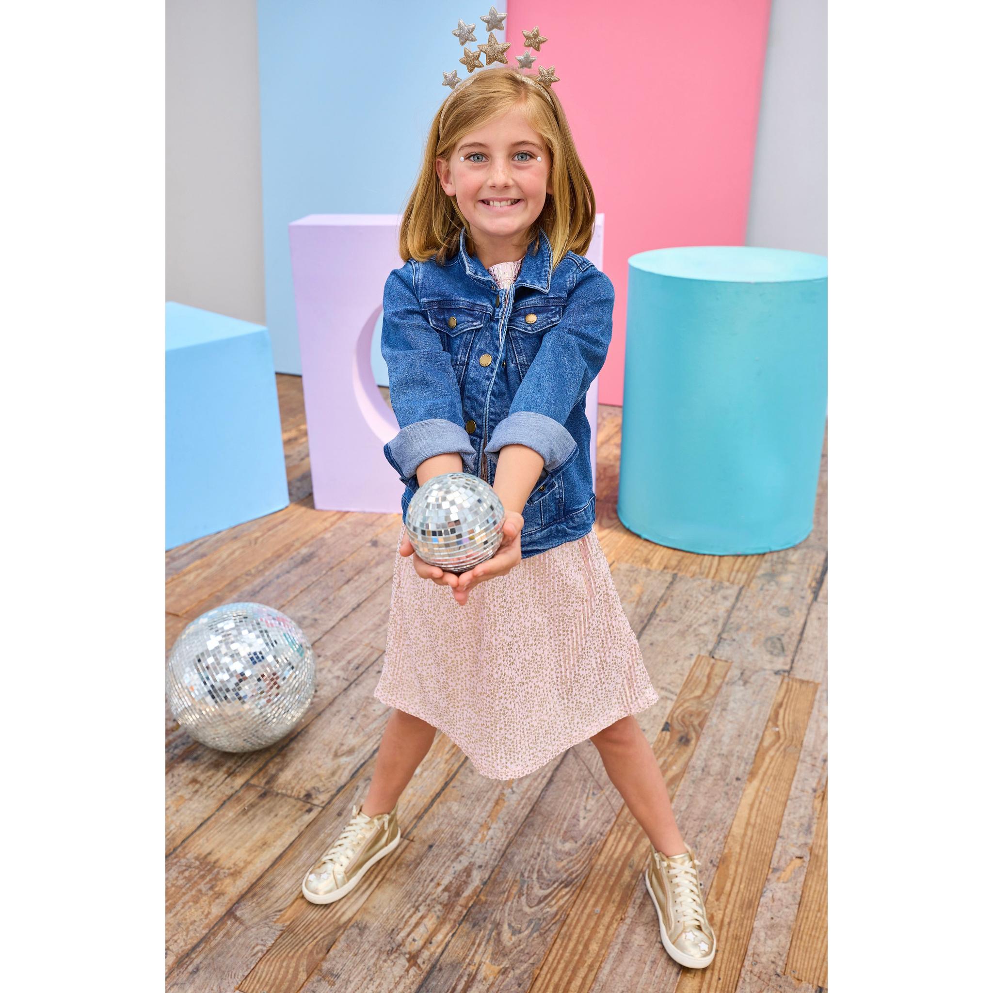 Swing Dress - Pink Crinkle Stars
