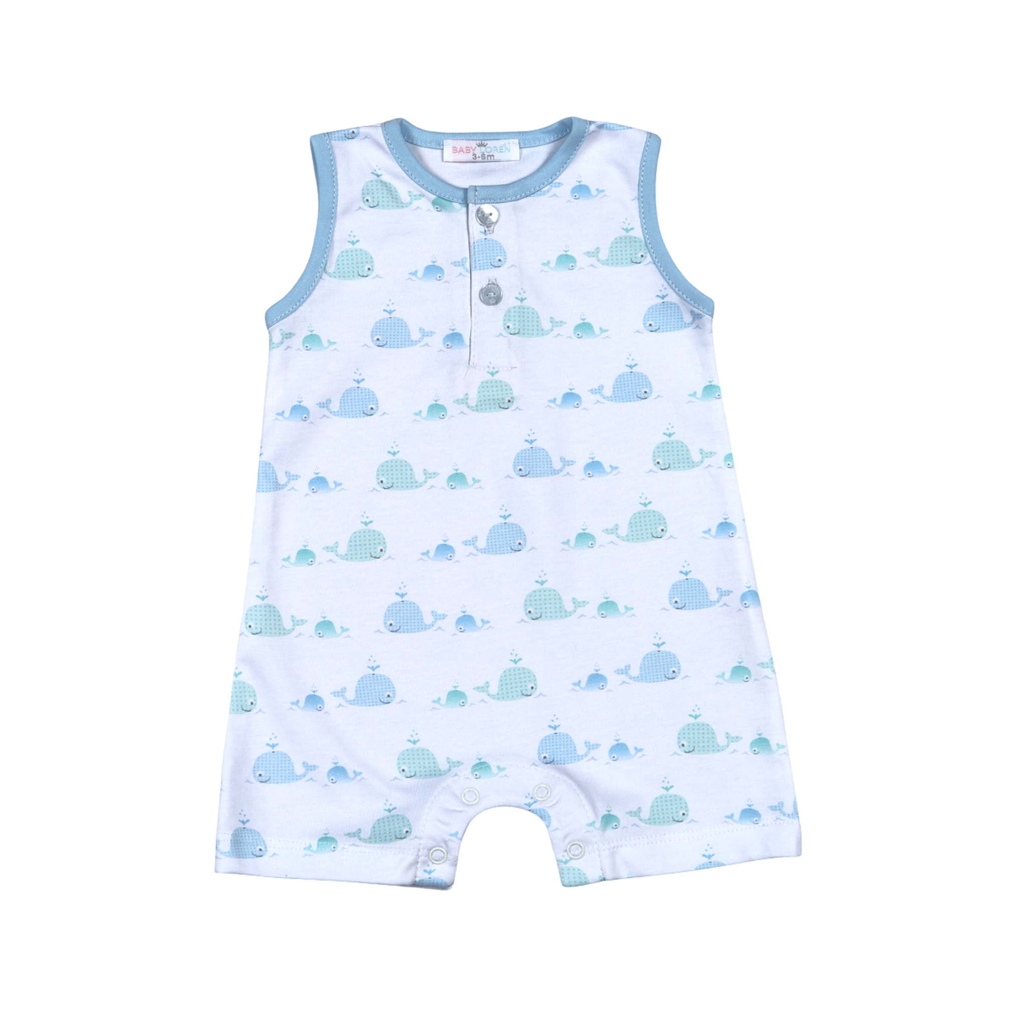 Whales Aqua and Blue Romper