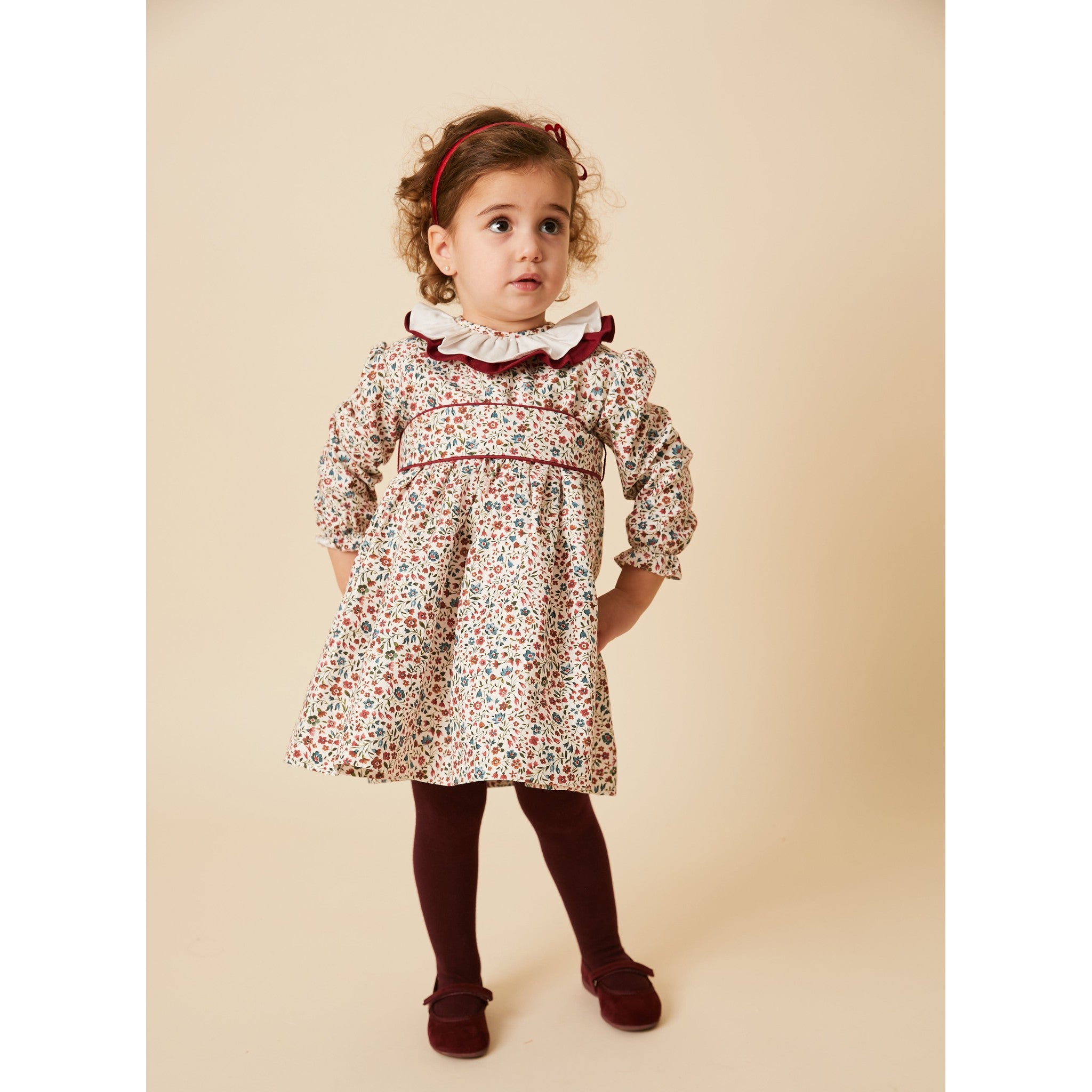 Cranberry Ruffle Collar Dress