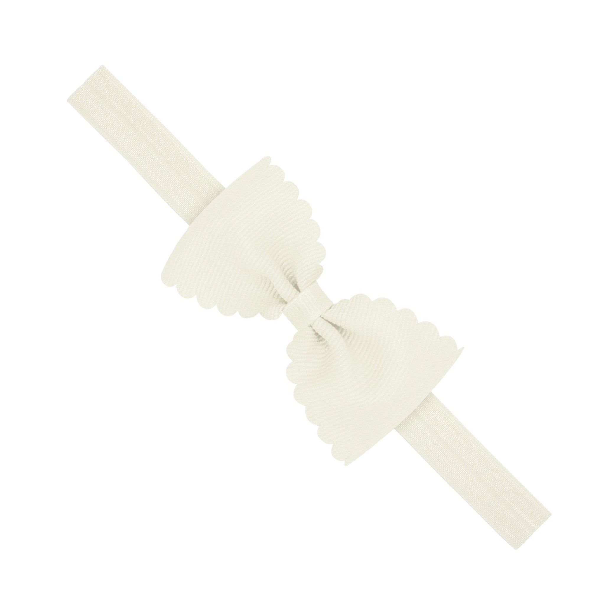 Small Scalloped Edge Grosgrain Bowtie on Elastic Band