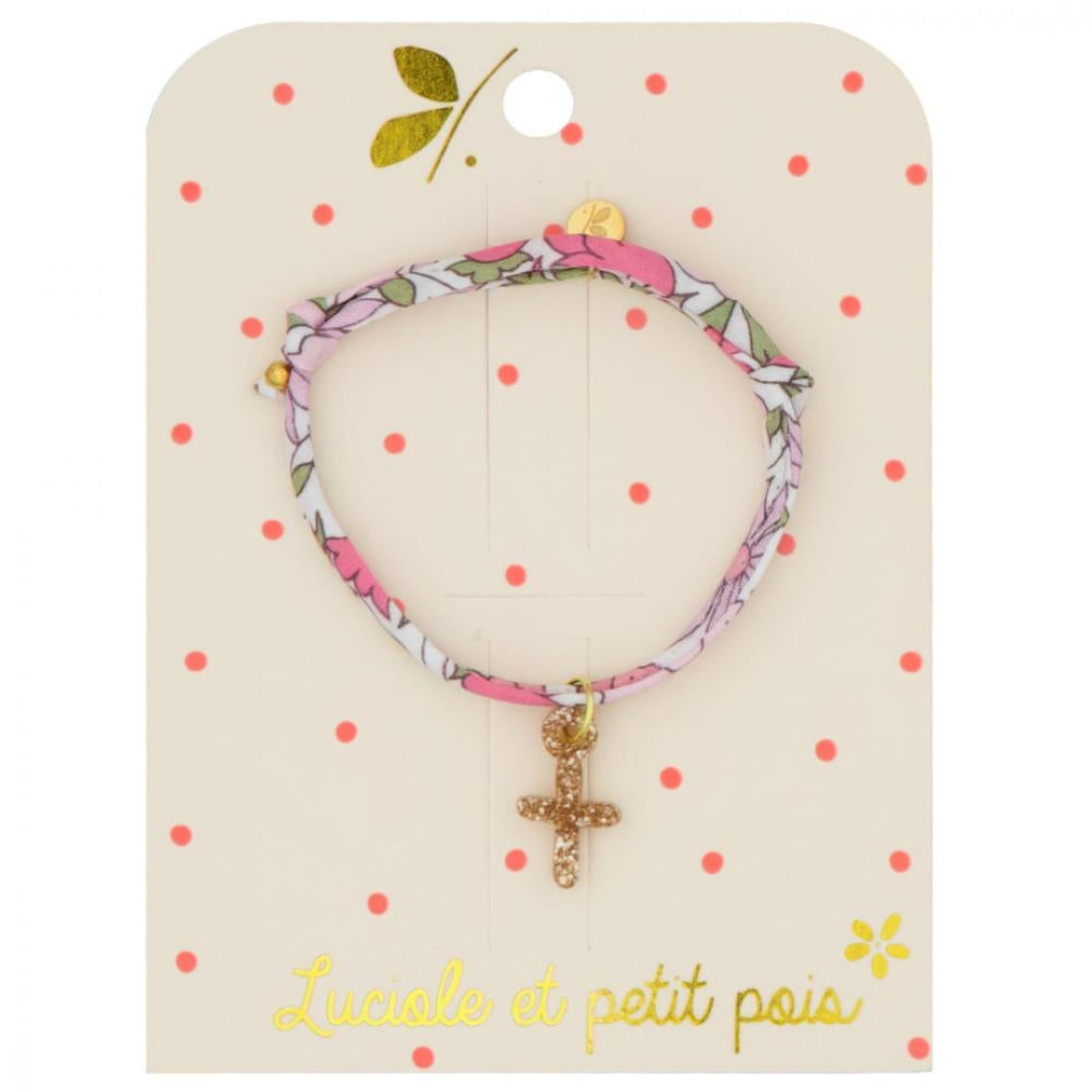 Liberty bracelet - Poppy and Daisy Rose scintillant (cross)