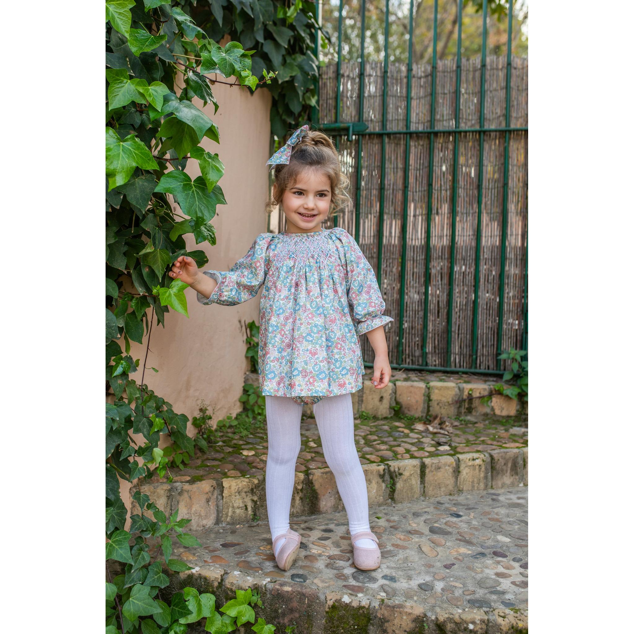 Blue Pink Flowers Mini Jesusito - Manga corta