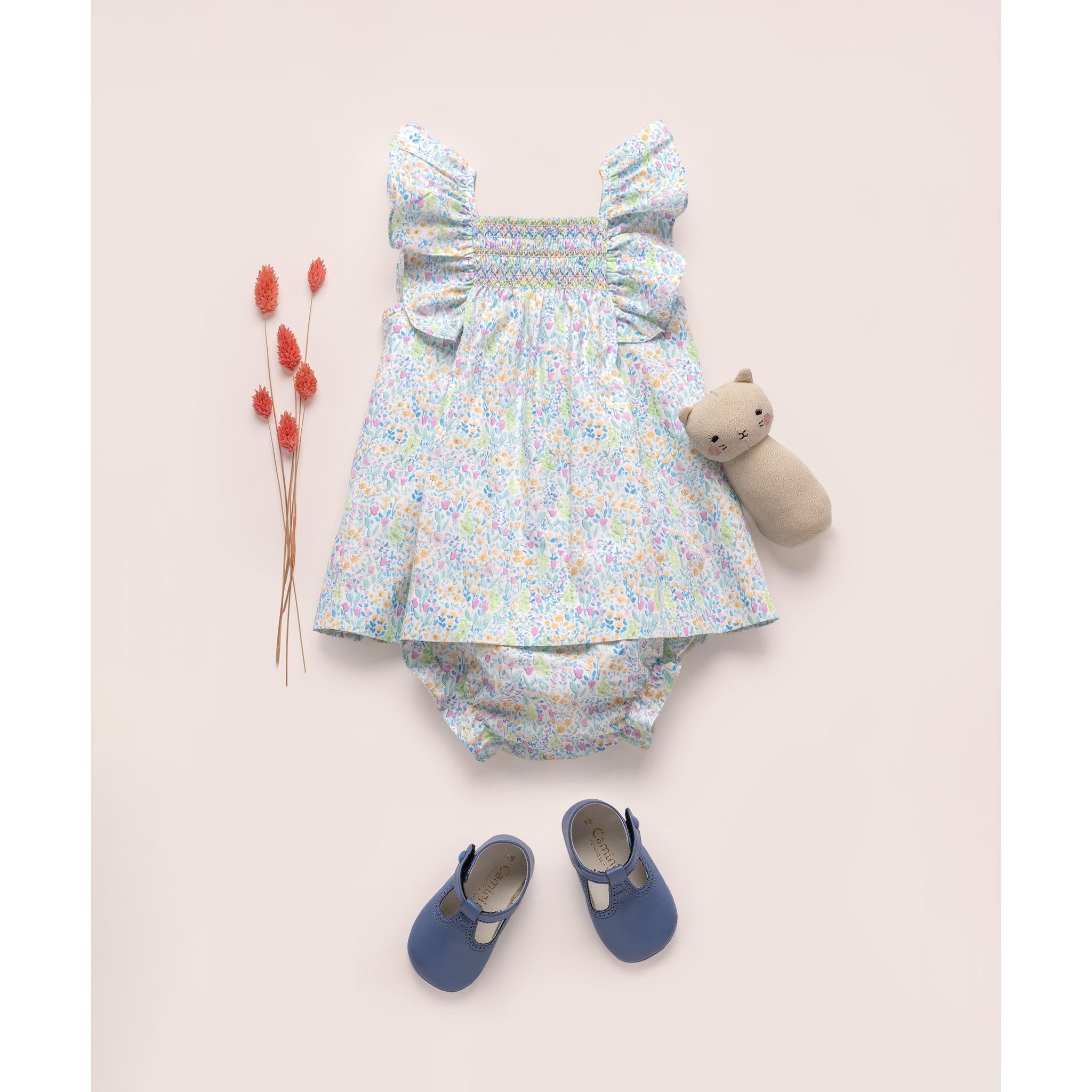 Nimes Smocked Baby Dress