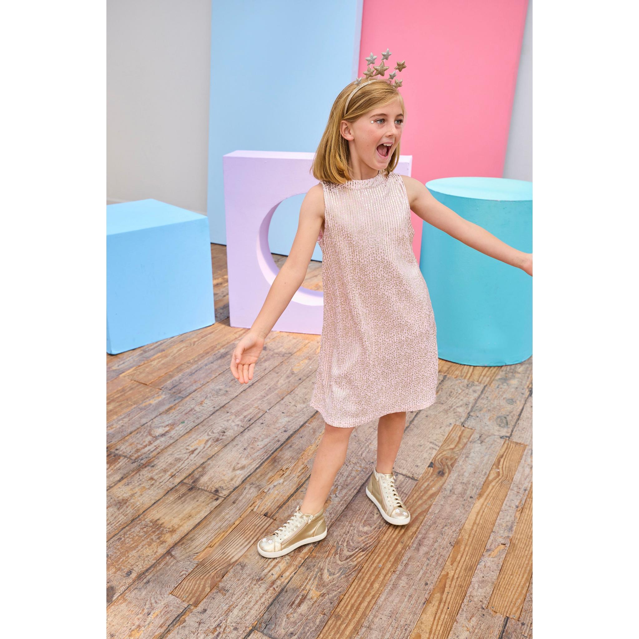 Swing Dress - Pink Crinkle Stars