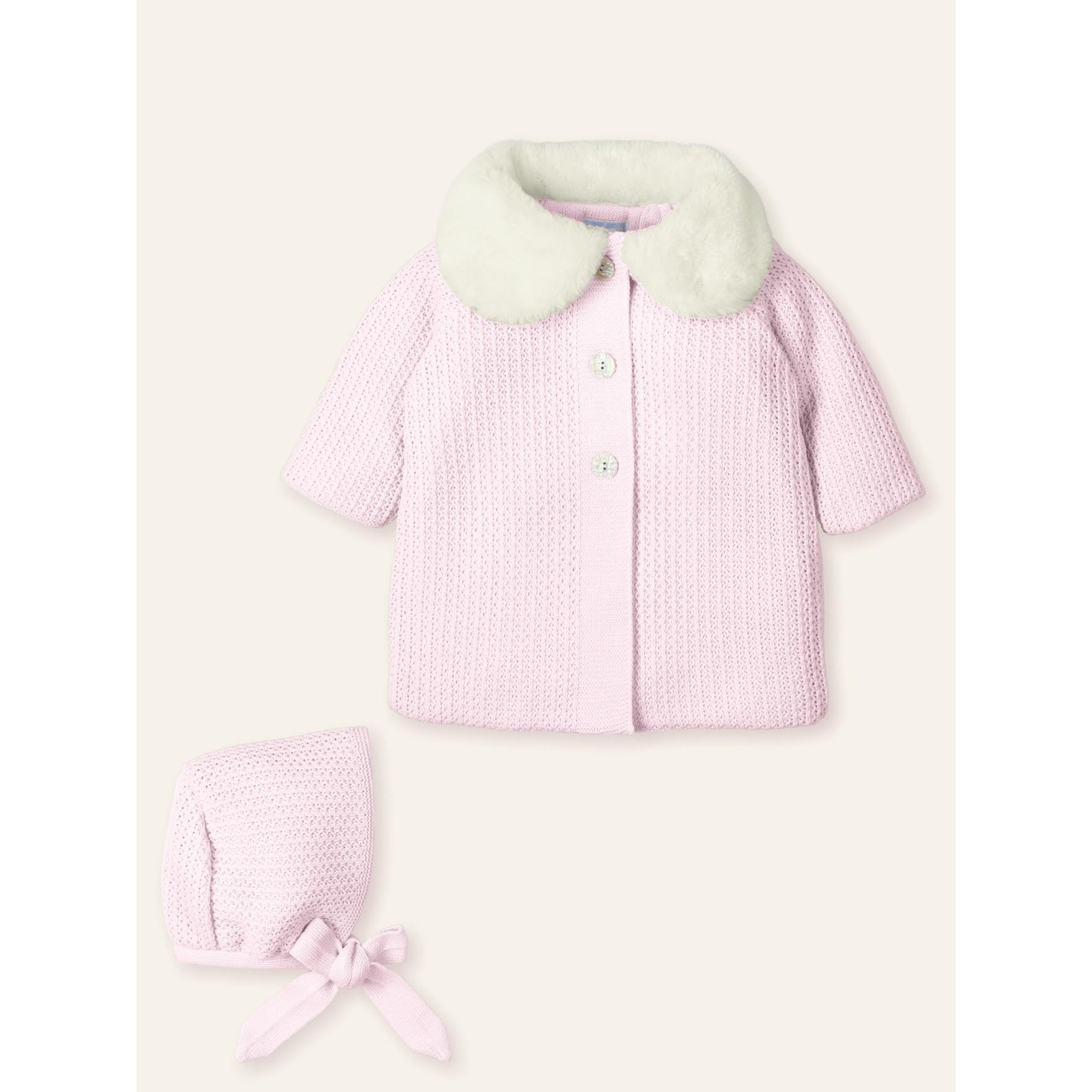 Girl Knitted Coat With Bonnet