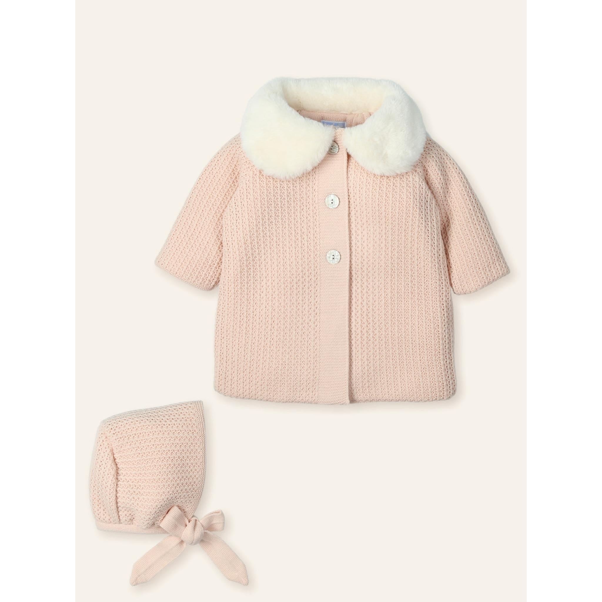 Girl Knitted Coat With Bonnet